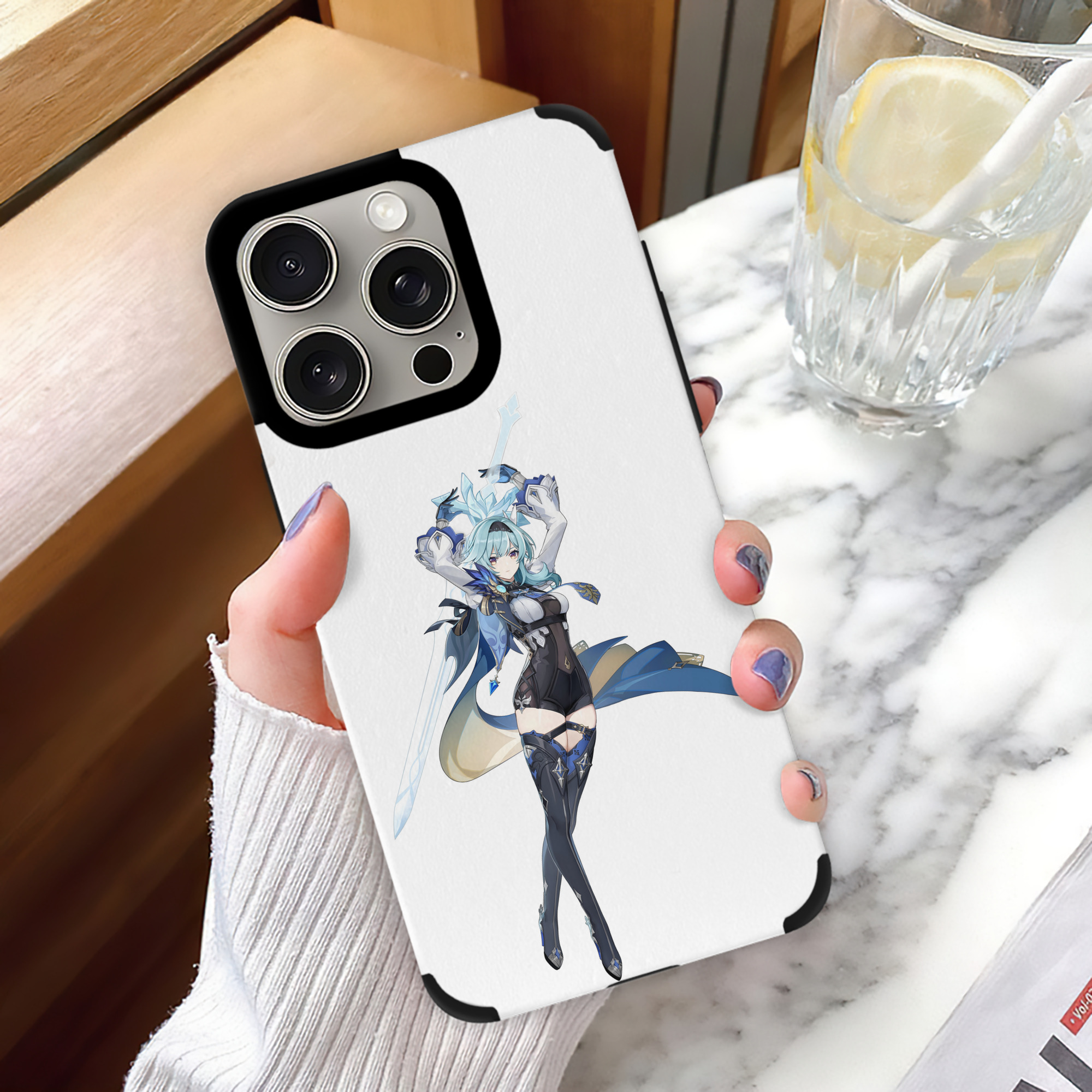 げんし神 优菈 ゆうら genshin Yūra 【iPhone15ProMax対応】 PUレザー スマホケース 耐衝撃＆黄変防止