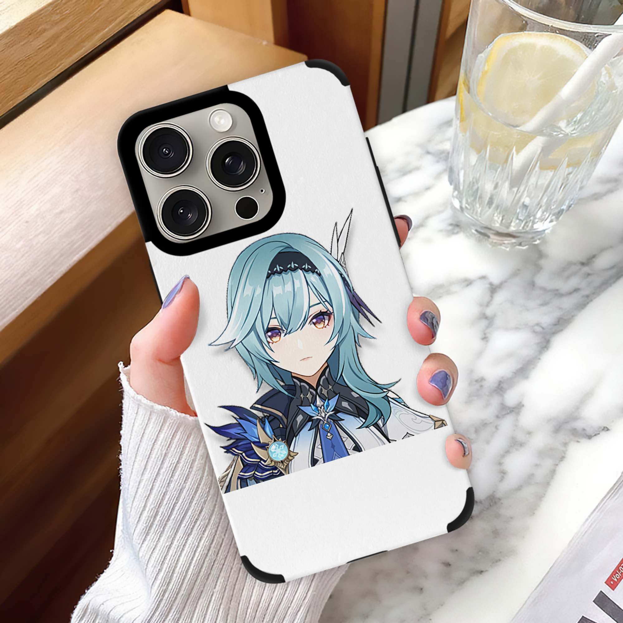 げんし神 优菈 ゆうら genshin Yūra 【iPhone15ProMax対応】 PUレザー スマホケース 耐衝撃＆黄変防止