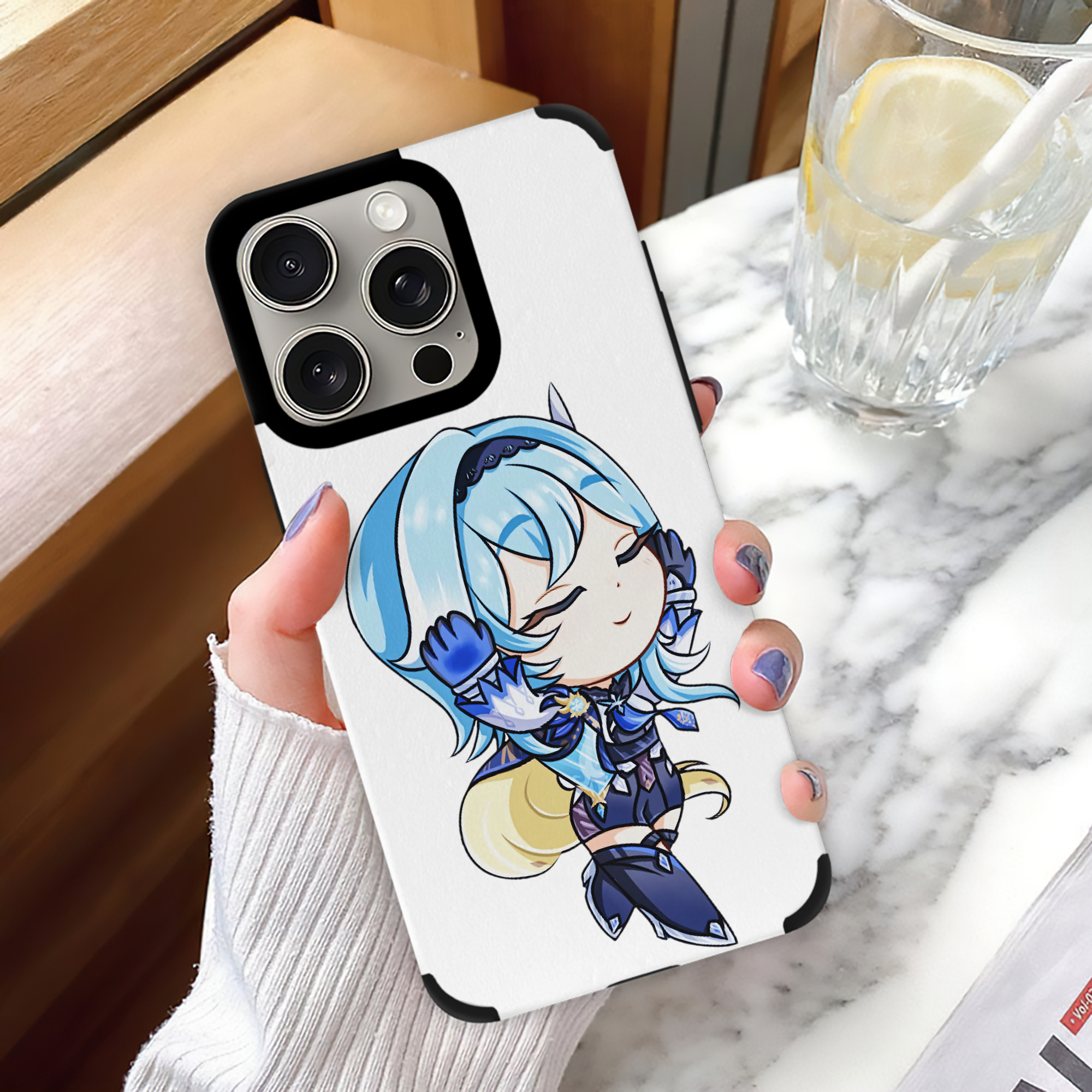 げんし神 优菈 ゆうら genshin Yūra 【iPhone15ProMax対応】 PUレザー スマホケース 耐衝撃＆黄変防止