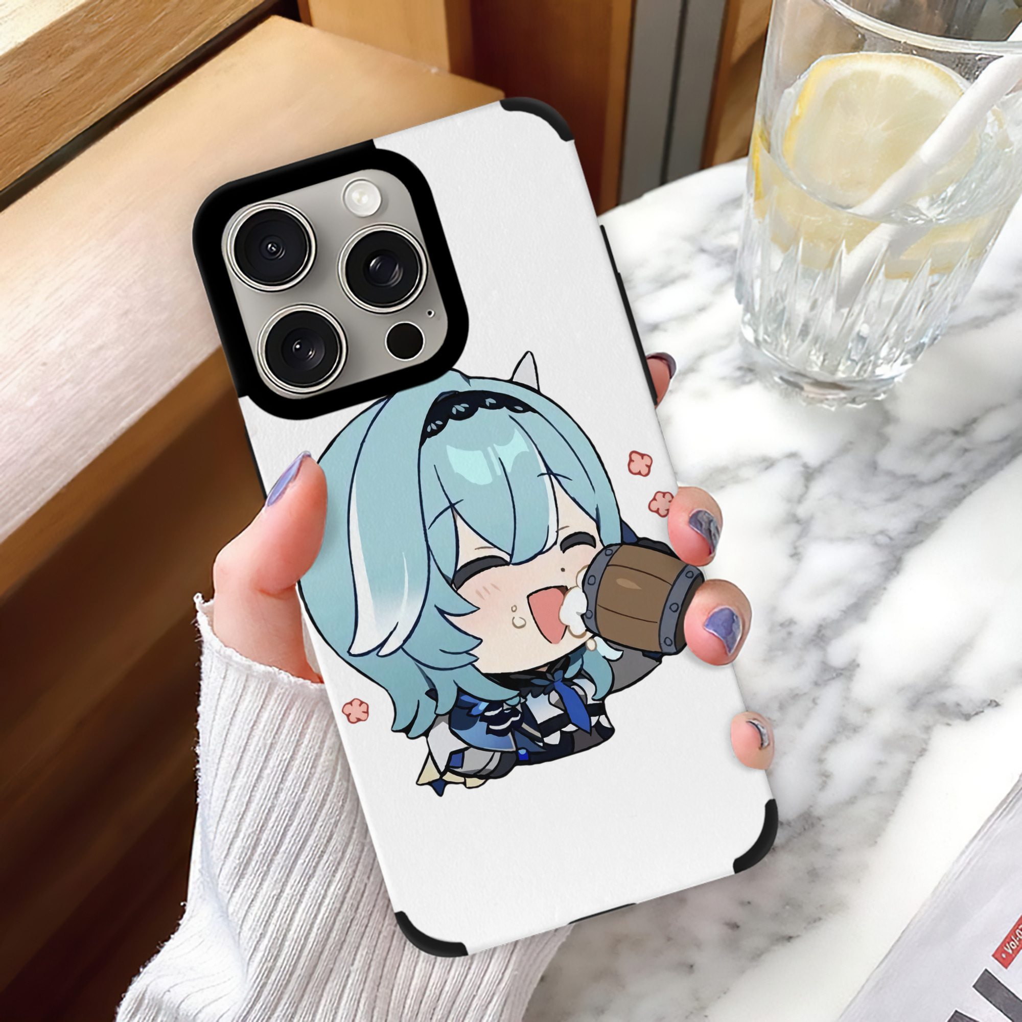 げんし神 优菈 ゆうら genshin Yūra 【iPhone15ProMax対応】 PUレザー スマホケース 耐衝撃＆黄変防止