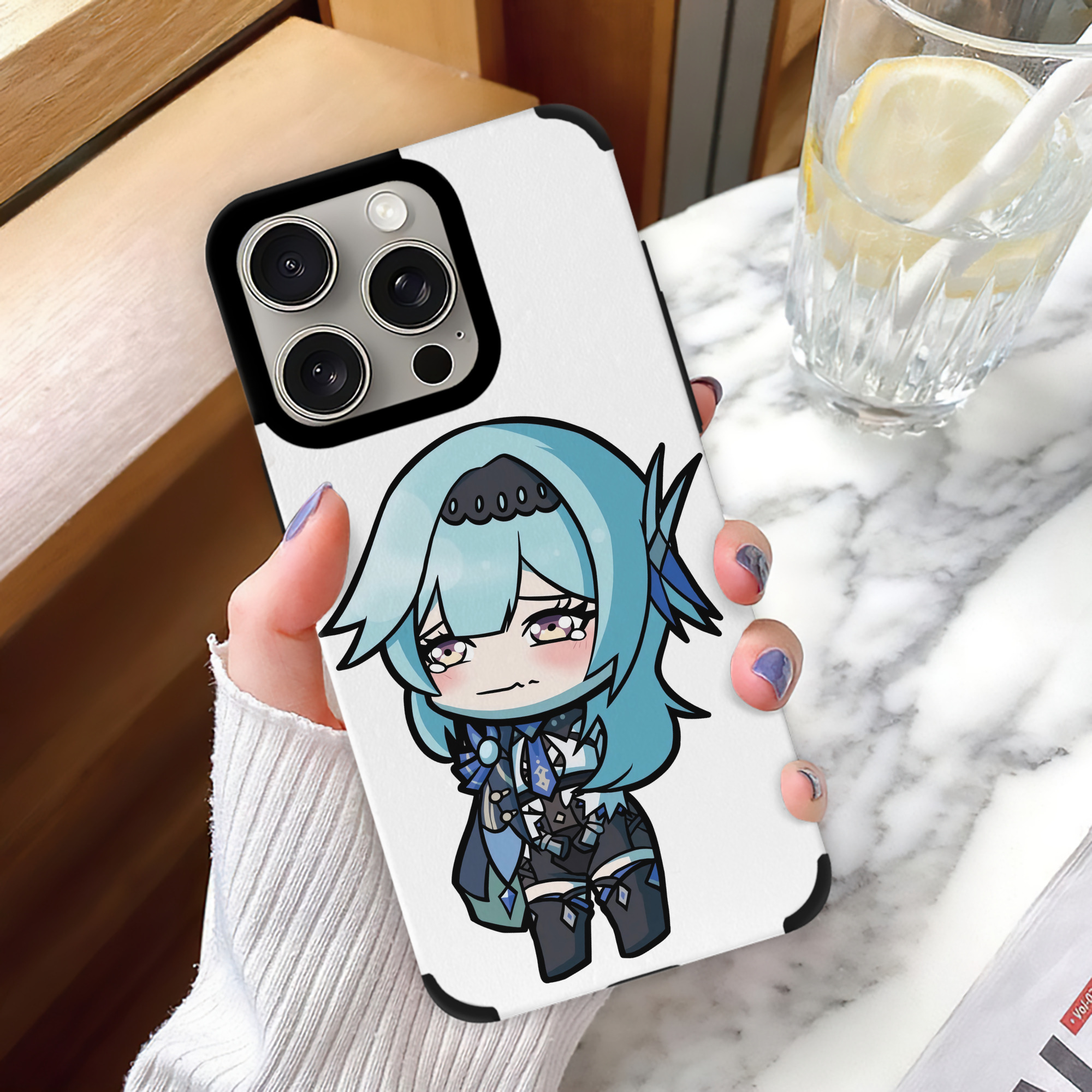 げんし神 优菈 ゆうら genshin Yūra 【iPhone15ProMax対応】 PUレザー スマホケース 耐衝撃＆黄変防止