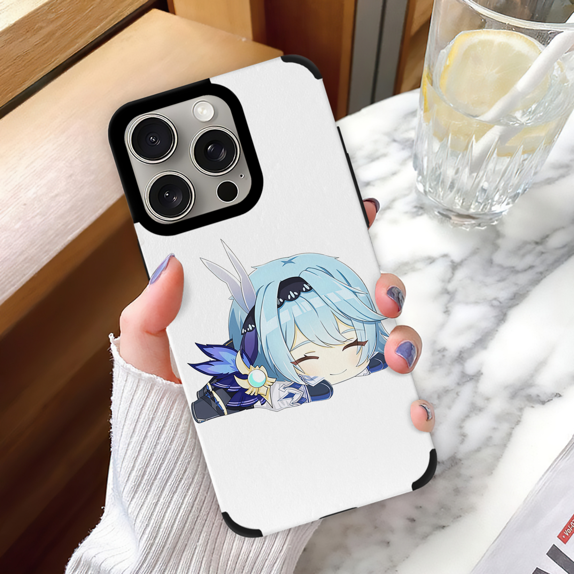 げんし神 优菈 ゆうら genshin Yūra 【iPhone15ProMax対応】 PUレザー スマホケース 耐衝撃＆黄変防止