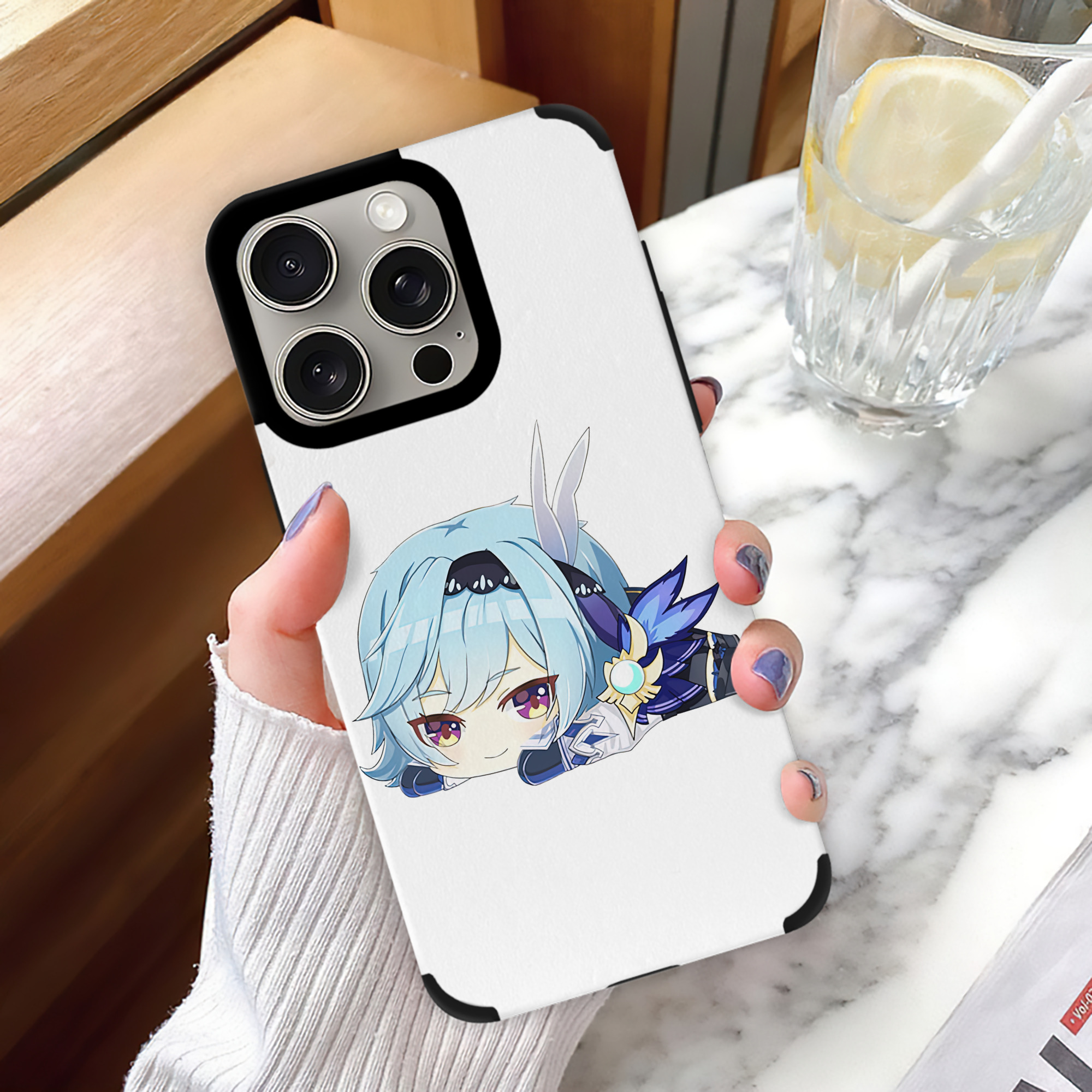 げんし神 优菈 ゆうら genshin Yūra 【iPhone15ProMax対応】 PUレザー スマホケース 耐衝撃＆黄変防止