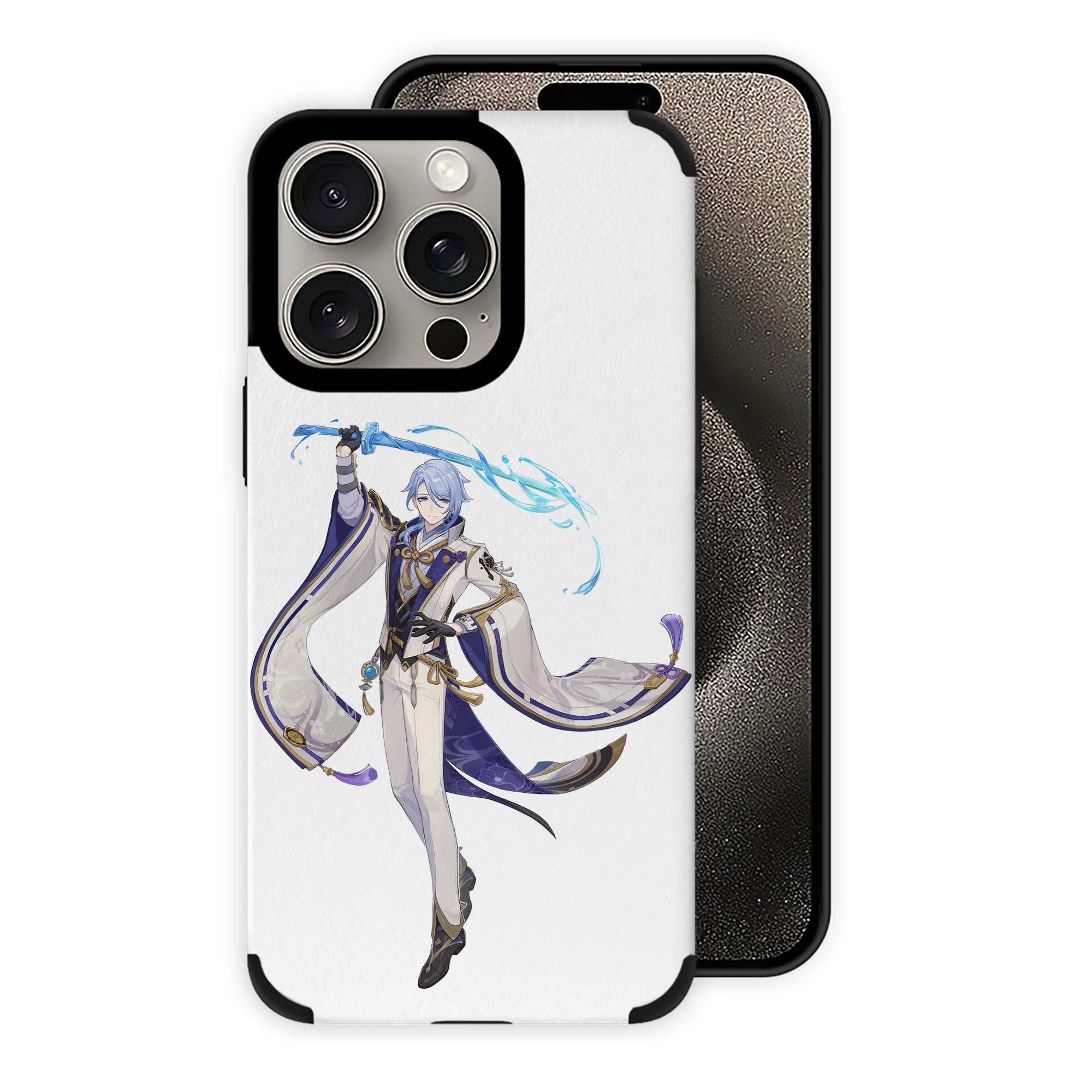 げんし神 神里綾人 かみさとあやと genshin Kamisato Ayato 【iPhone15ProMax対応】 PUレザー スマホケース 耐衝撃＆黄変防止