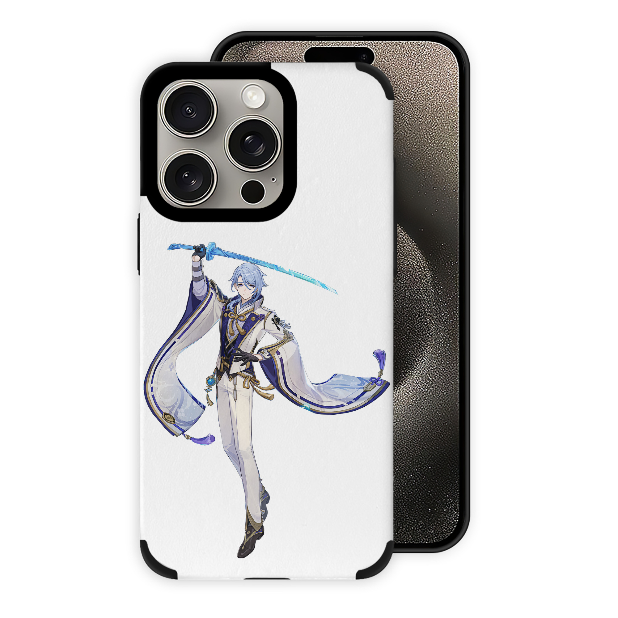げんし神 神里綾人 かみさとあやと genshin Kamisato Ayato 【iPhone15ProMax対応】 PUレザー スマホケース 耐衝撃＆黄変防止