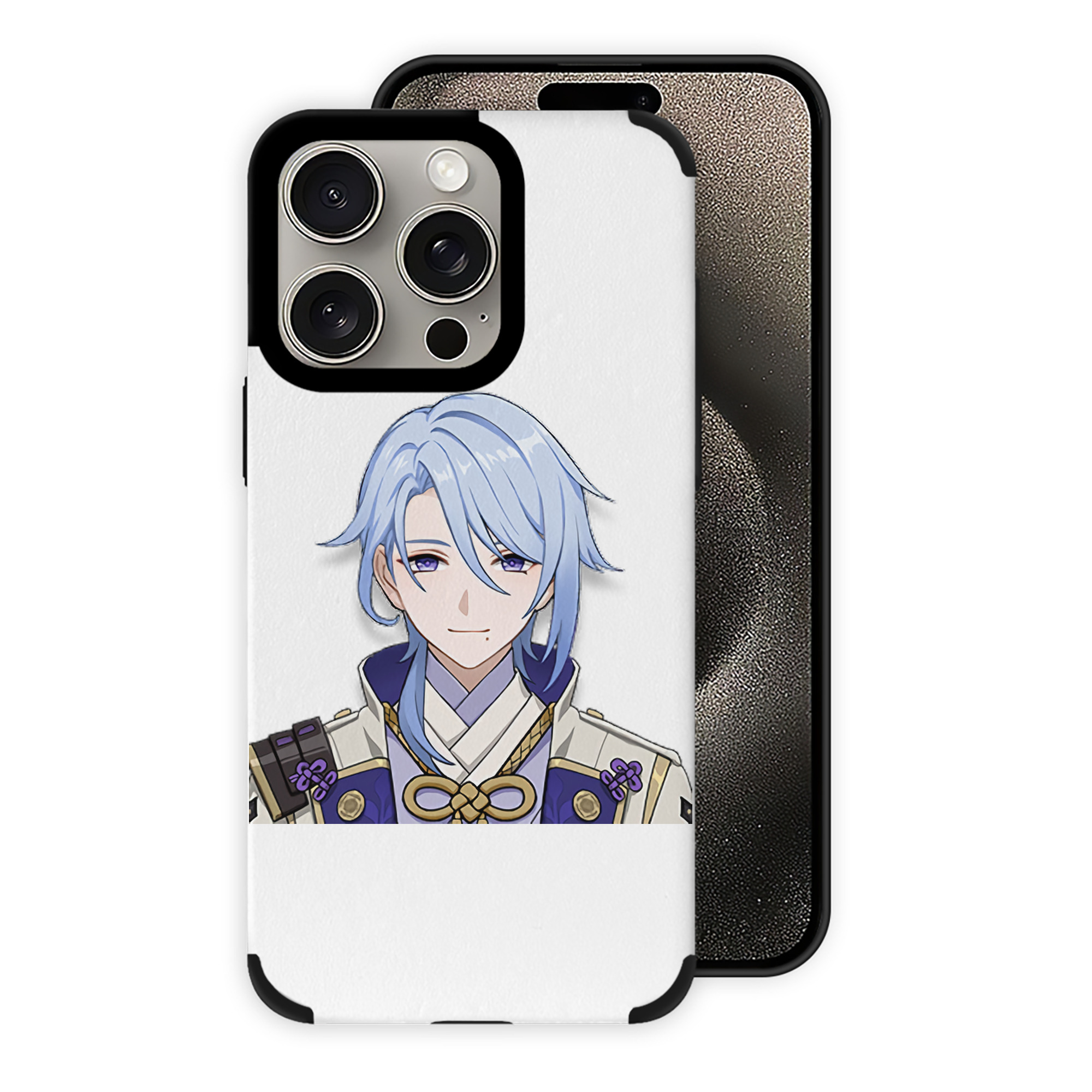 げんし神 神里綾人 かみさとあやと genshin Kamisato Ayato 【iPhone15ProMax対応】 PUレザー スマホケース 耐衝撃＆黄変防止