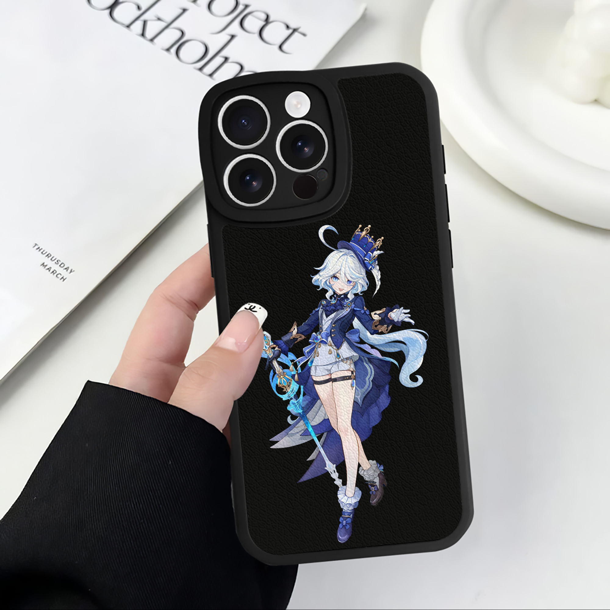 げんし神 フリーナ genshin Furina 【iPhone 16シリーズ対応】シリコンスマホケース（レザー調） 材質：シリコン