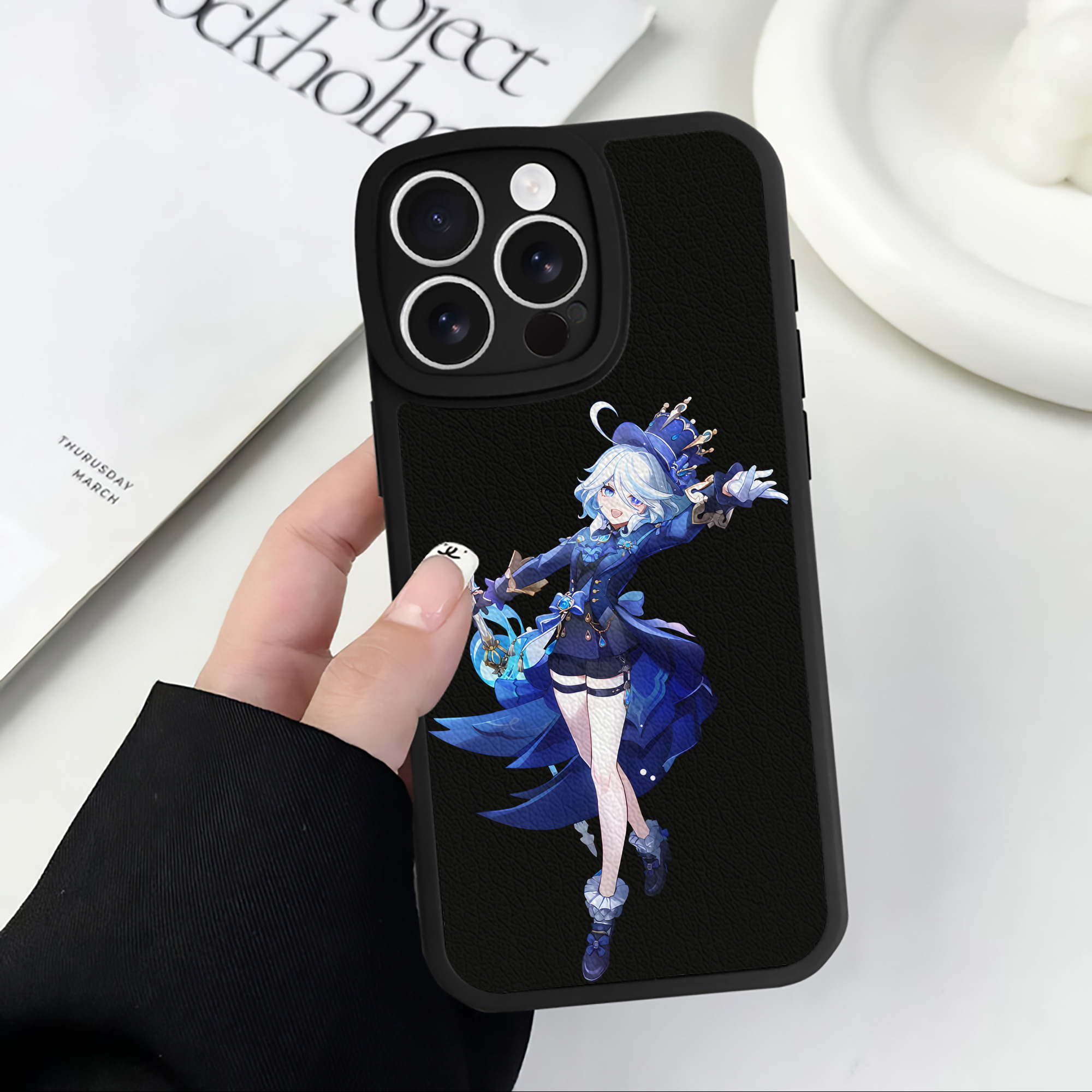 げんし神 フリーナ genshin Furina 【iPhone 16シリーズ対応】シリコンスマホケース（レザー調） 材質：シリコン