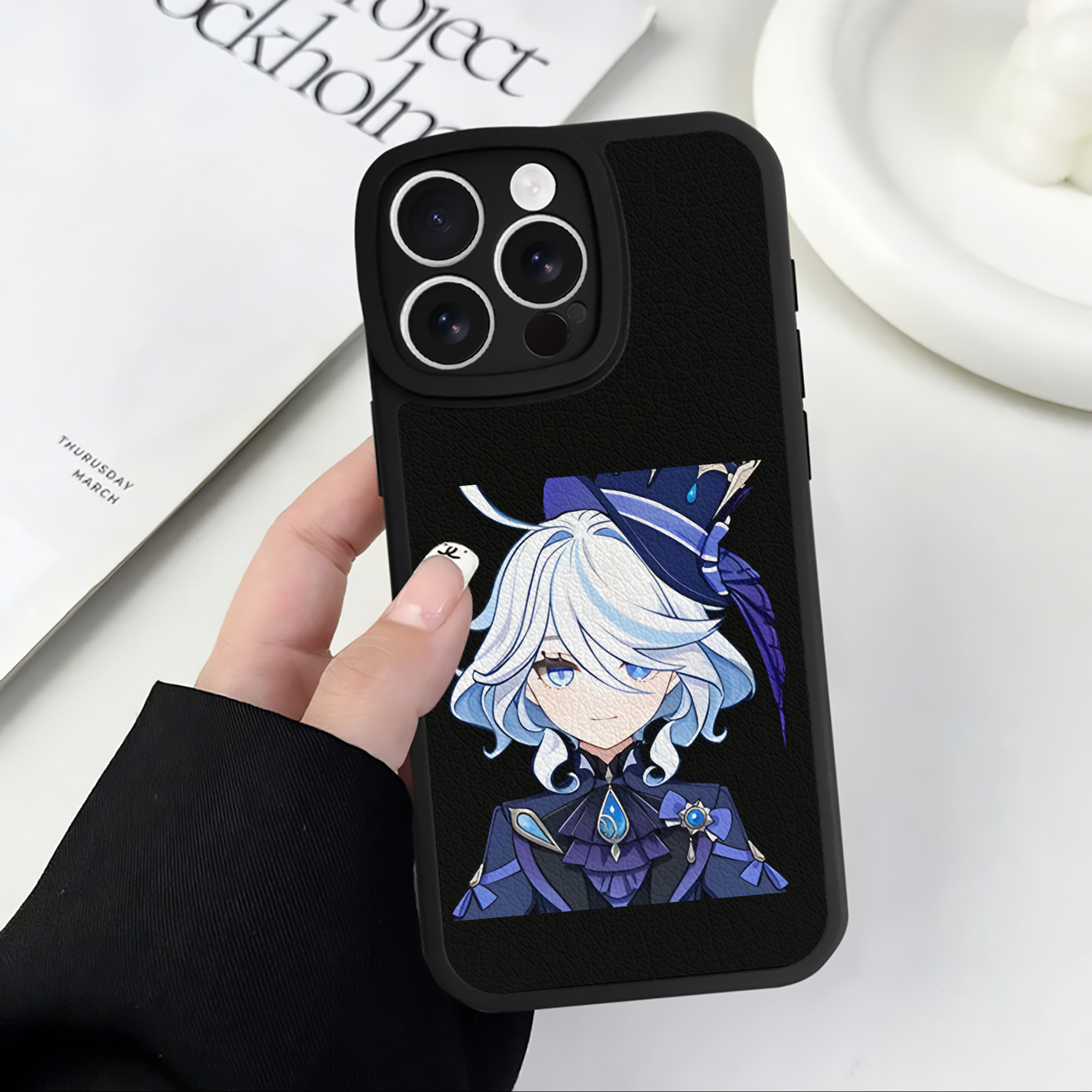 げんし神 フリーナ genshin Furina 【iPhone 16シリーズ対応】シリコンスマホケース（レザー調） 材質：シリコン