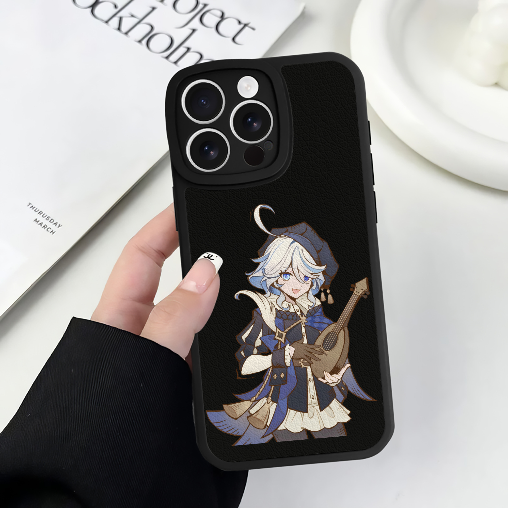 げんし神 フリーナ genshin Furina 【iPhone 16シリーズ対応】シリコンスマホケース（レザー調） 材質：シリコン