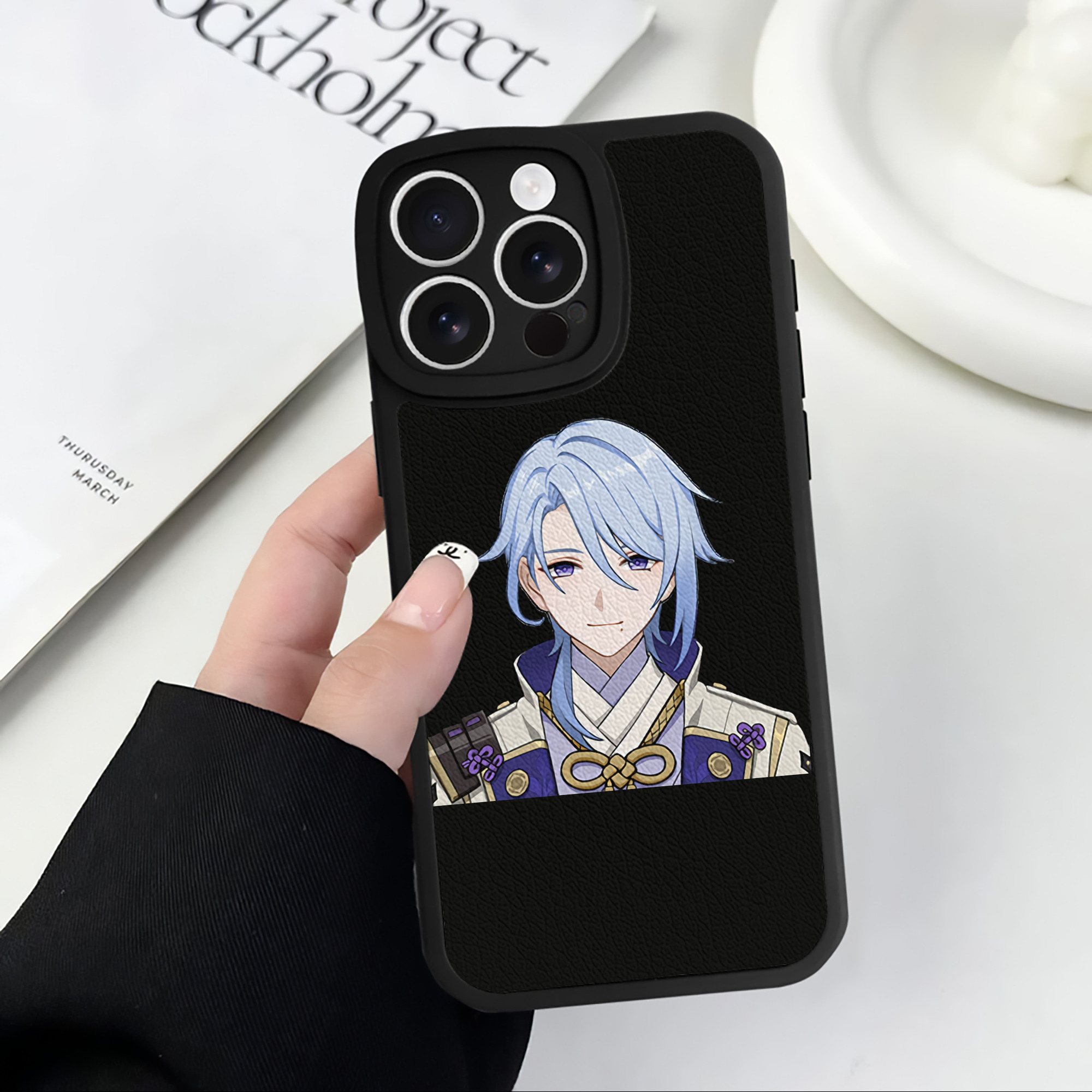 げんし神 神里綾人 かみさとあやと genshin Kamisato Ayato 【iPhone 16シリーズ対応】シリコンスマホケース（レザー調） 材質：シリコン