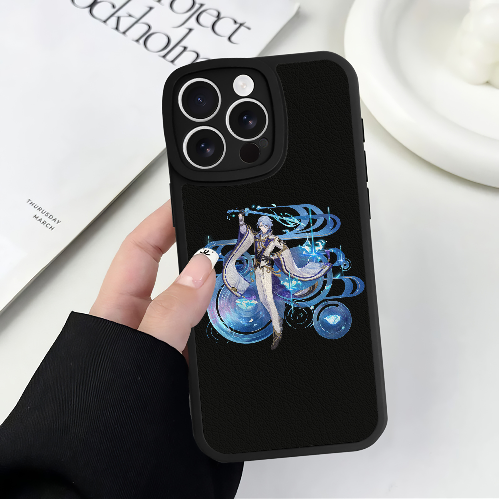 げんし神 神里綾人 かみさとあやと genshin Kamisato Ayato 【iPhone 16シリーズ対応】シリコンスマホケース（レザー調） 材質：シリコン