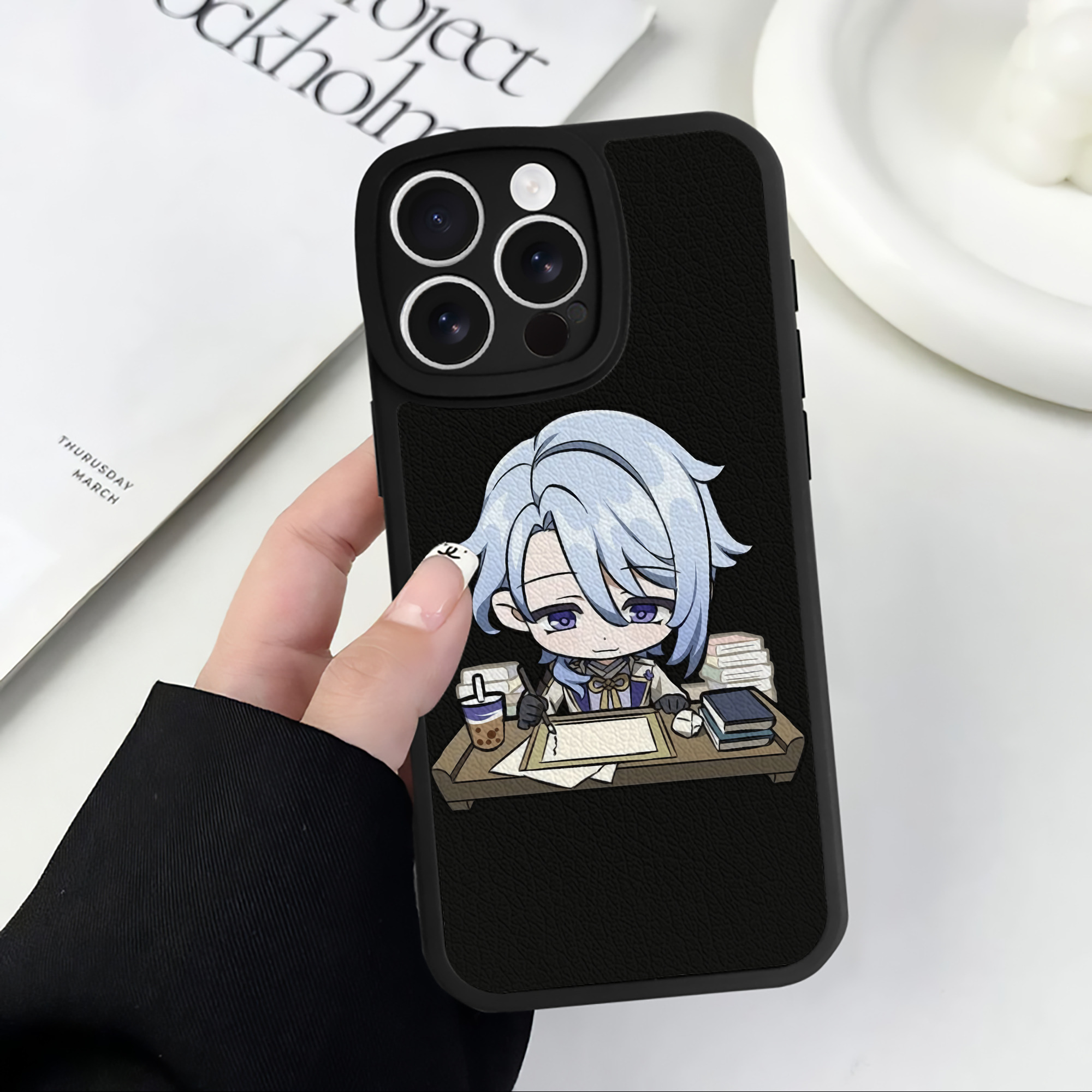 げんし神 神里綾人 かみさとあやと genshin Kamisato Ayato 【iPhone 16シリーズ対応】シリコンスマホケース（レザー調） 材質：シリコン