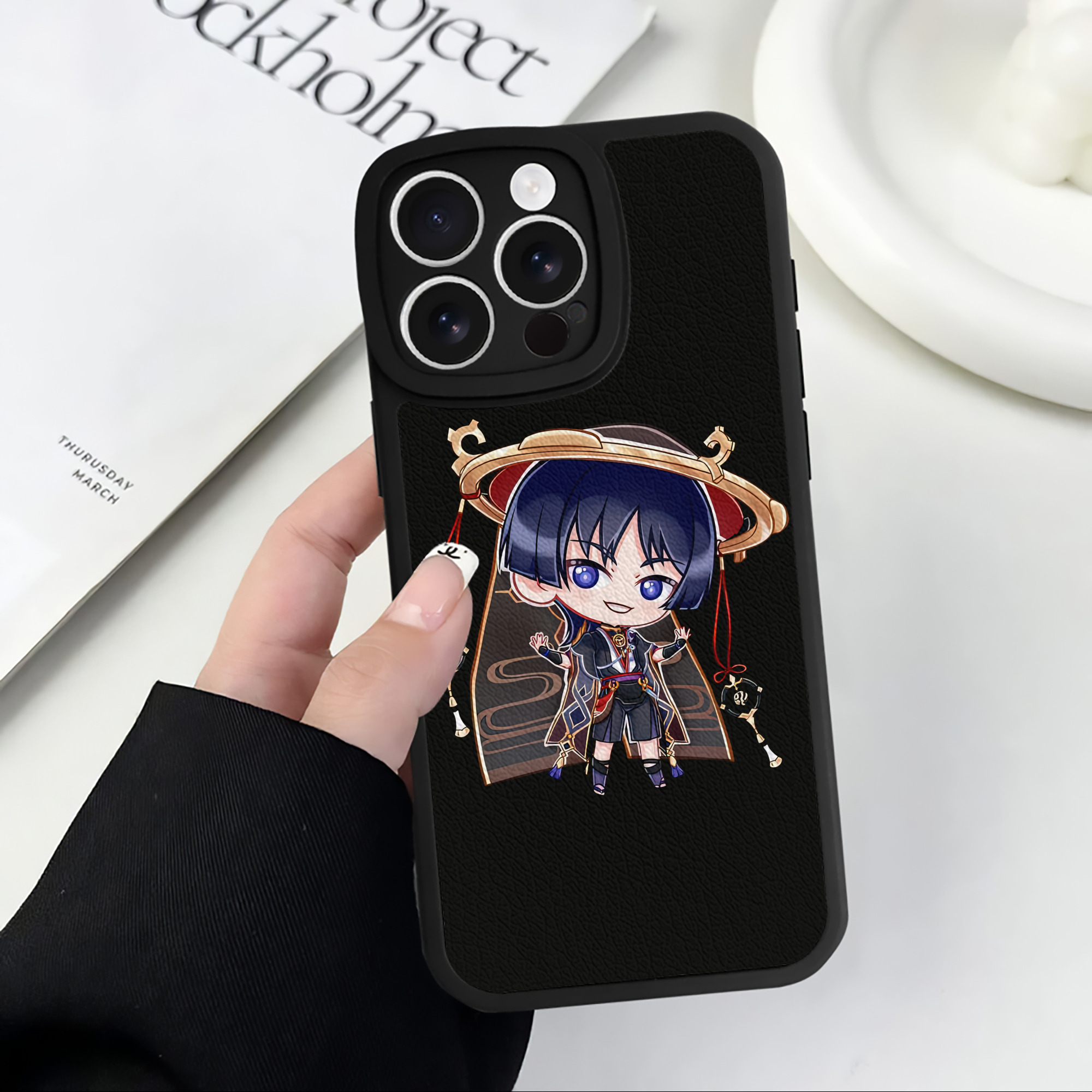 げんし神 さんペい genshin Sanpei 【iPhone 16シリーズ対応】シリコンスマホケース（レザー調） 材質：シリコン