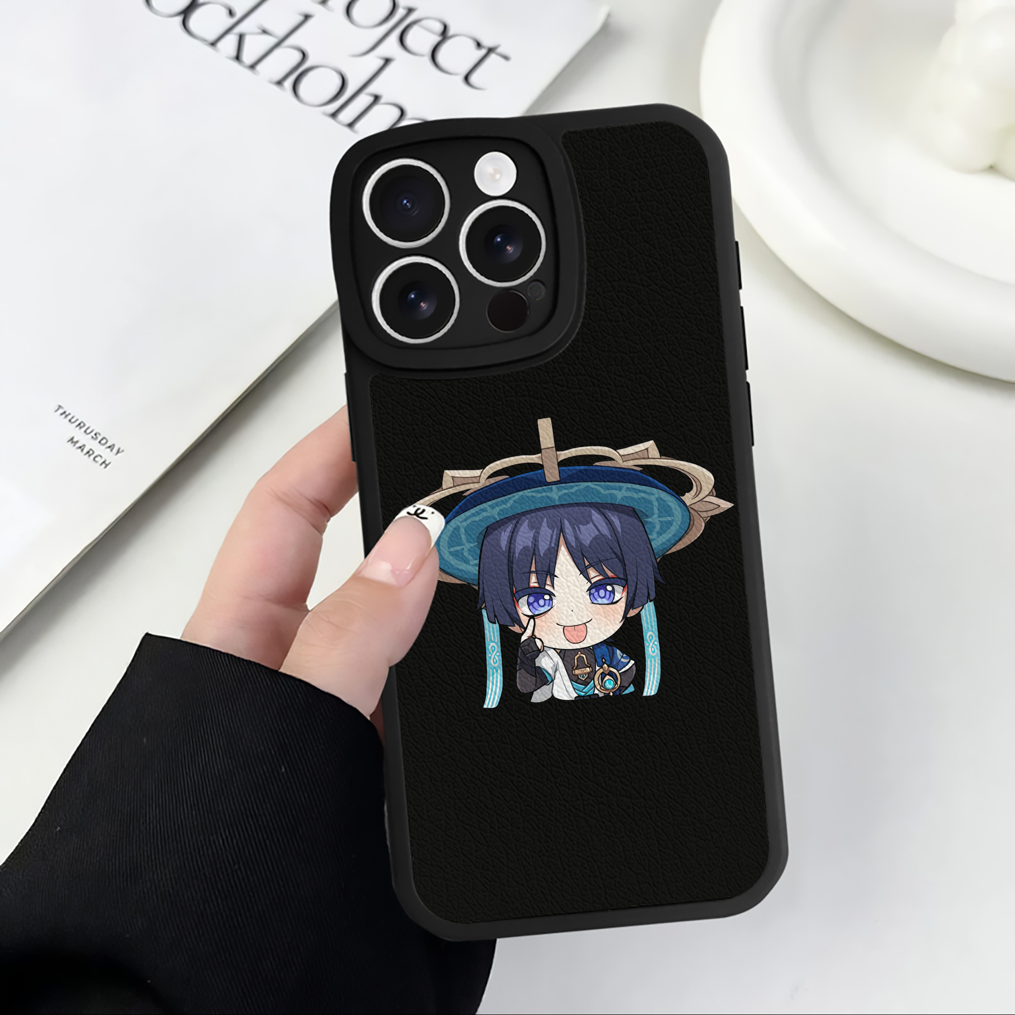 げんし神 さんペい genshin Sanpei 【iPhone 16シリーズ対応】シリコンスマホケース（レザー調） 材質：シリコン