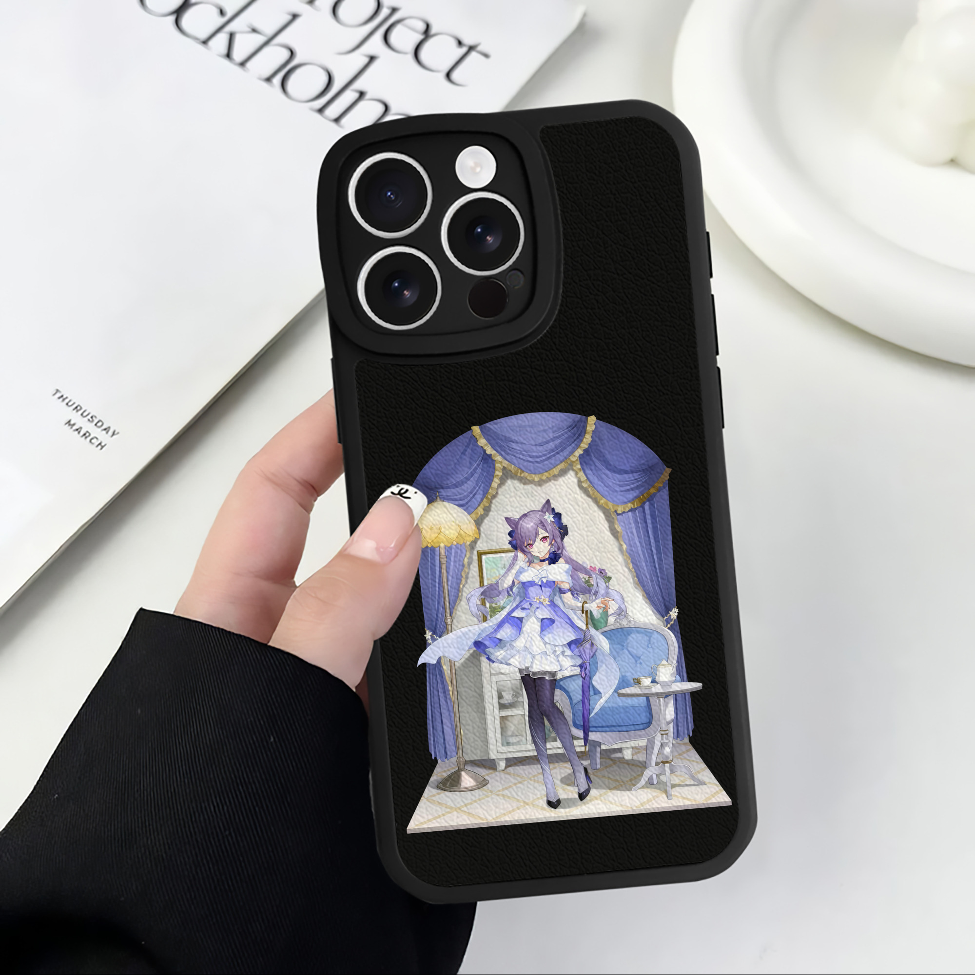 げんし神 刻晴 こくせい genshin Kokusei 【iPhone 16シリーズ対応】シリコンスマホケース（レザー調） 材質：シリコン