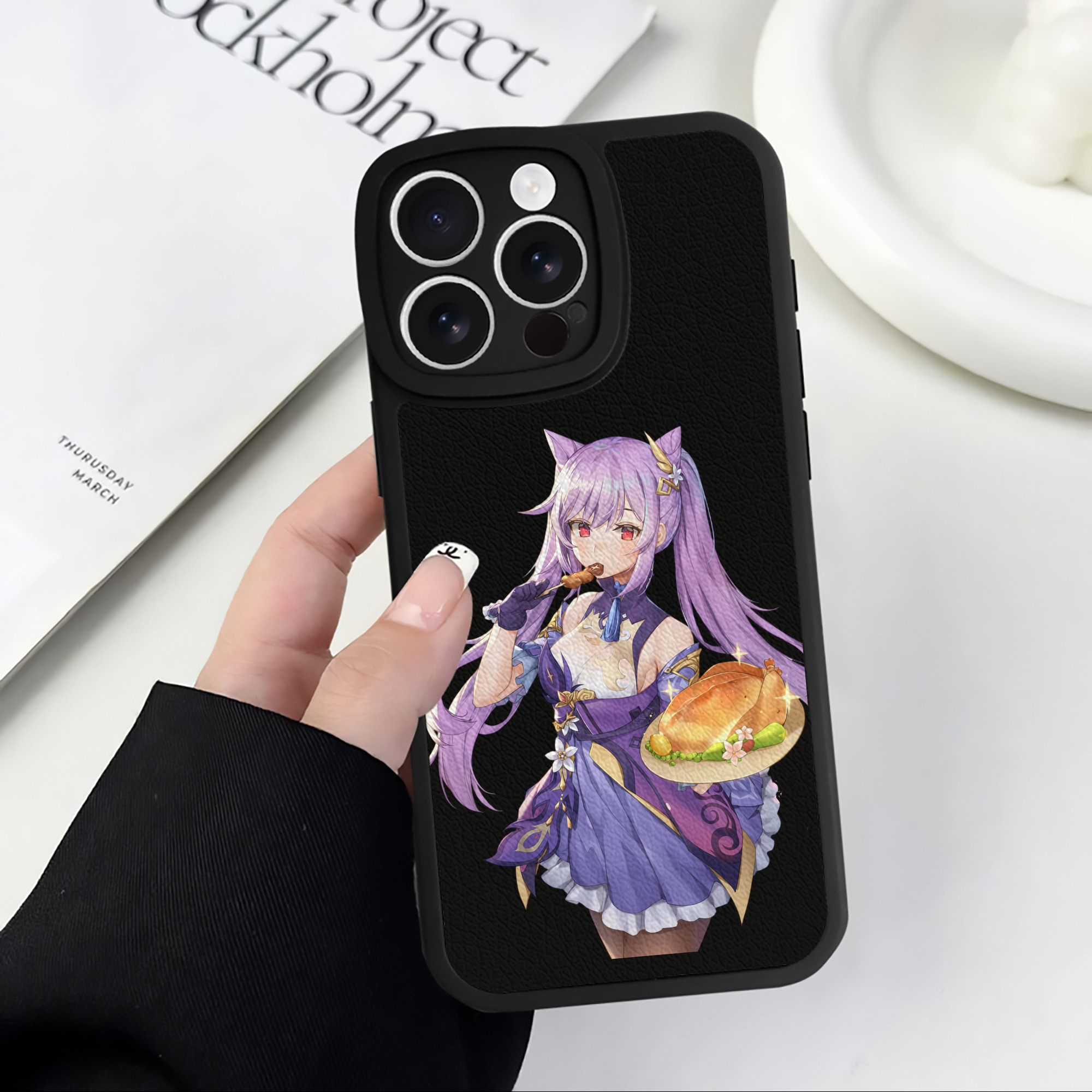 げんし神 刻晴 こくせい genshin Kokusei 【iPhone 16シリーズ対応】シリコンスマホケース（レザー調） 材質：シリコン