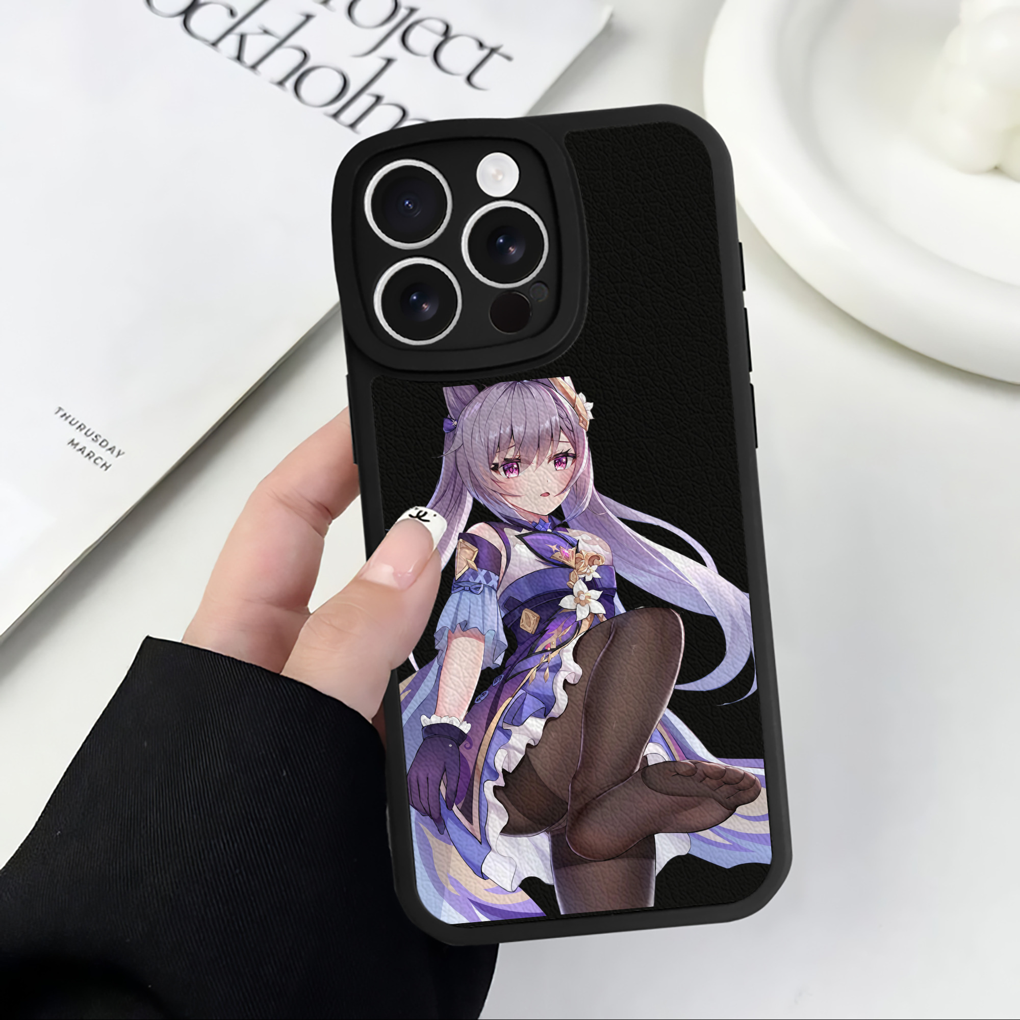 げんし神 刻晴 こくせい genshin Kokusei 【iPhone 16シリーズ対応】シリコンスマホケース（レザー調） 材質：シリコン