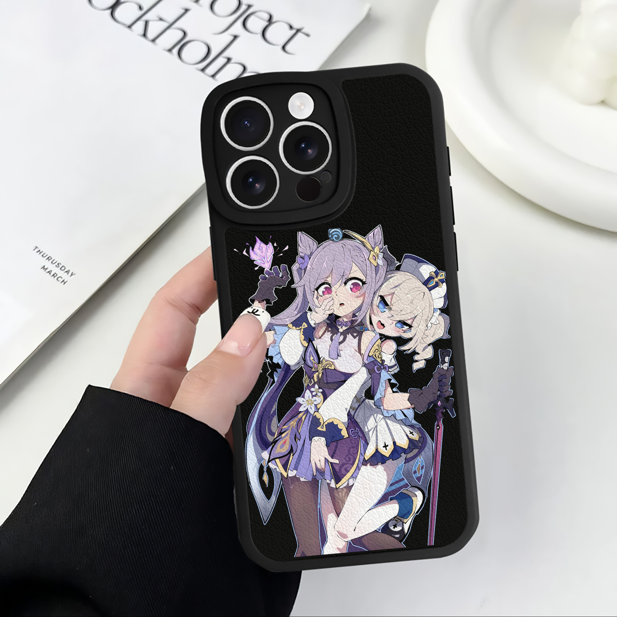 げんし神 刻晴 こくせい genshin Kokusei 【iPhone 16シリーズ対応】シリコンスマホケース（レザー調） 材質：シリコン