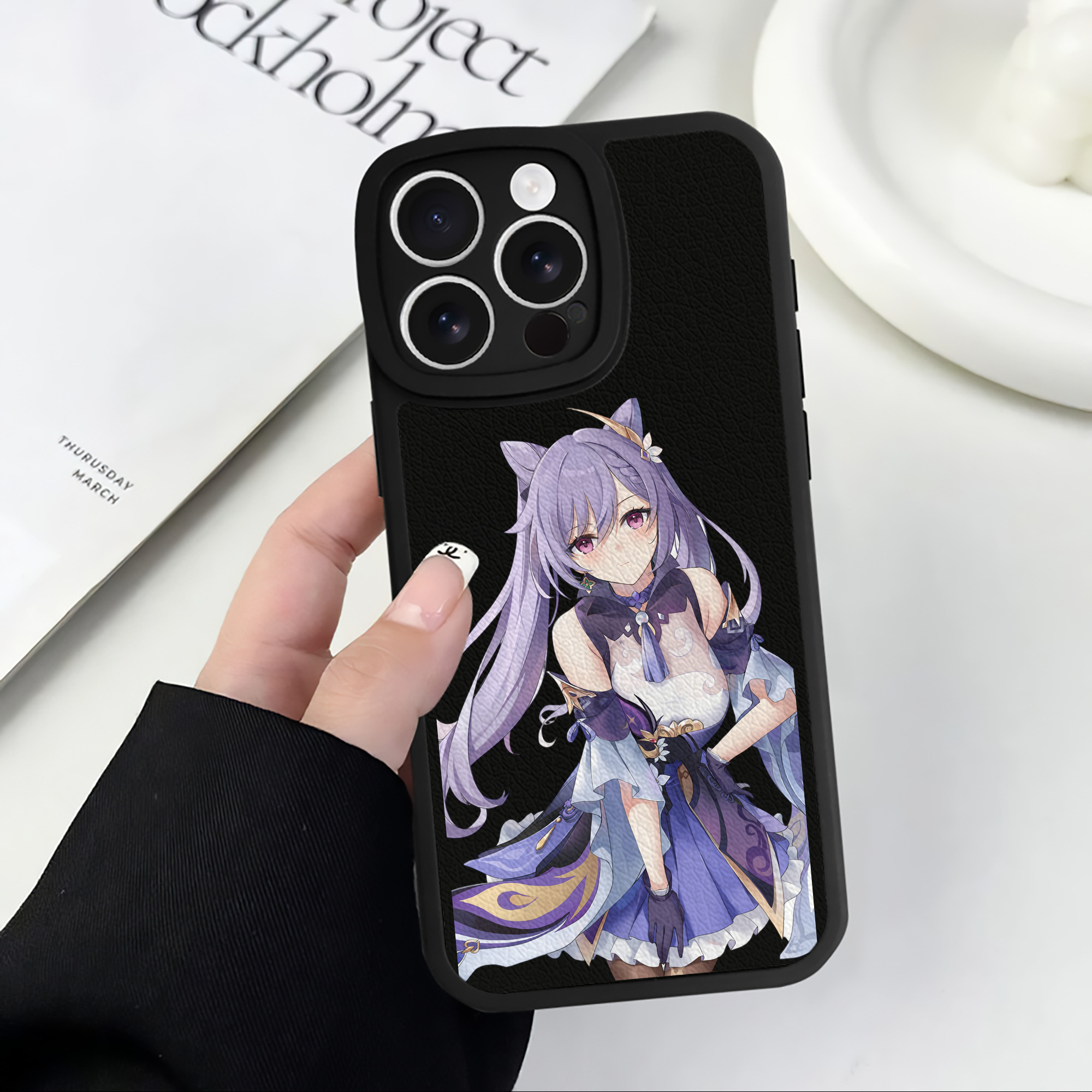げんし神 刻晴 こくせい genshin Kokusei 【iPhone 16シリーズ対応】シリコンスマホケース（レザー調） 材質：シリコン
