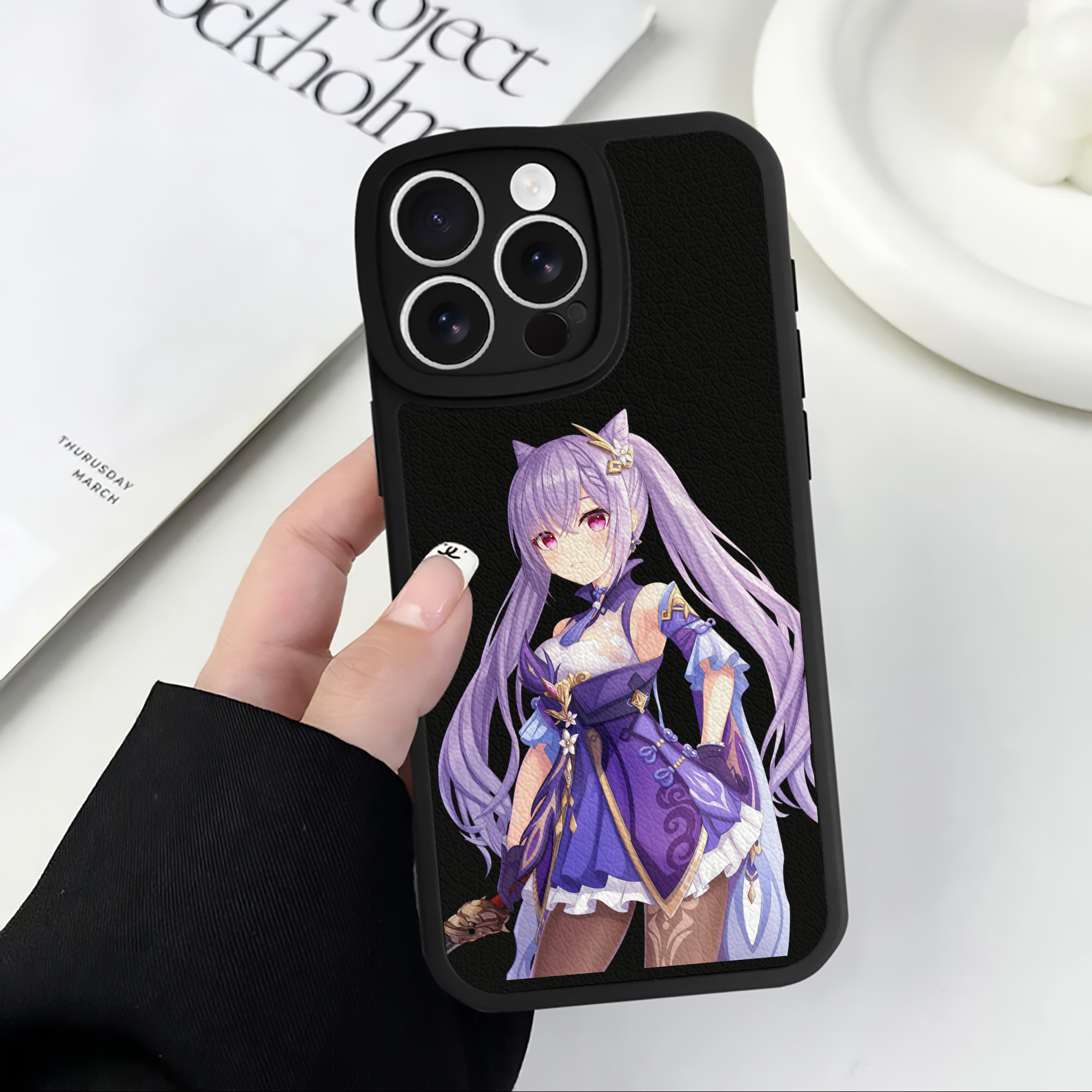 げんし神 刻晴 こくせい genshin Kokusei 【iPhone 16シリーズ対応】シリコンスマホケース（レザー調） 材質：シリコン