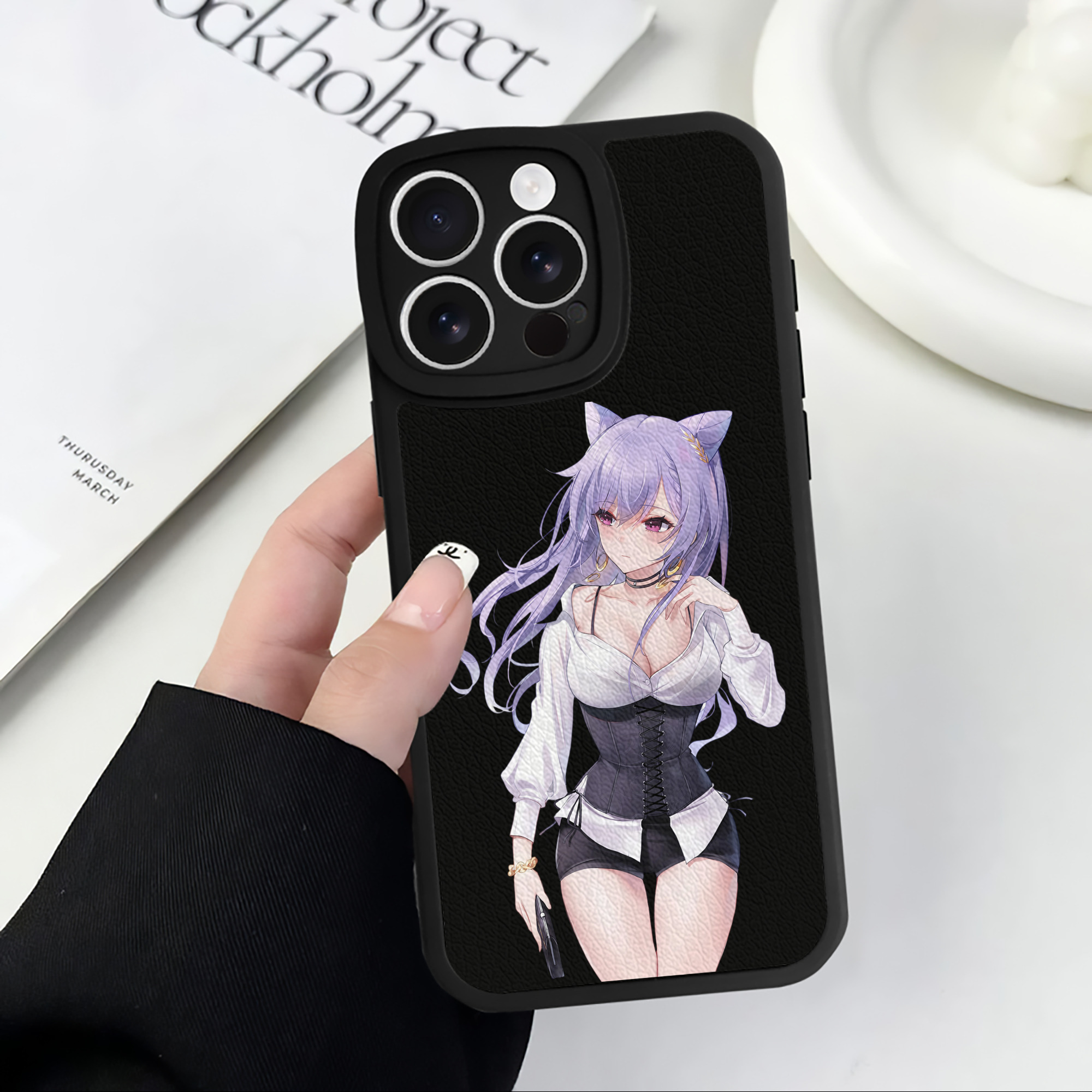 げんし神 刻晴 こくせい genshin Kokusei 【iPhone 16シリーズ対応】シリコンスマホケース（レザー調） 材質：シリコン