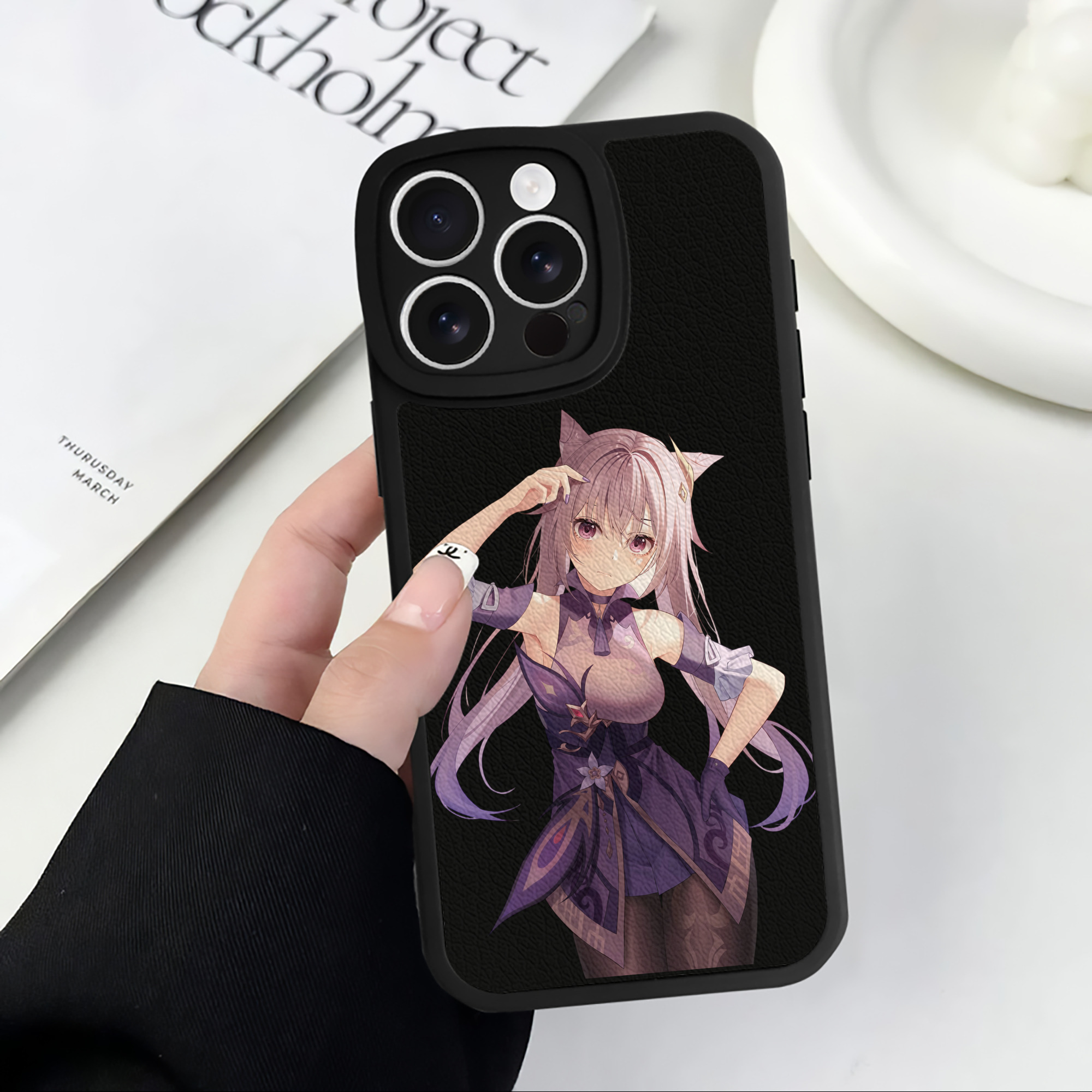 げんし神 刻晴 こくせい genshin Kokusei 【iPhone 16シリーズ対応】シリコンスマホケース（レザー調） 材質：シリコン