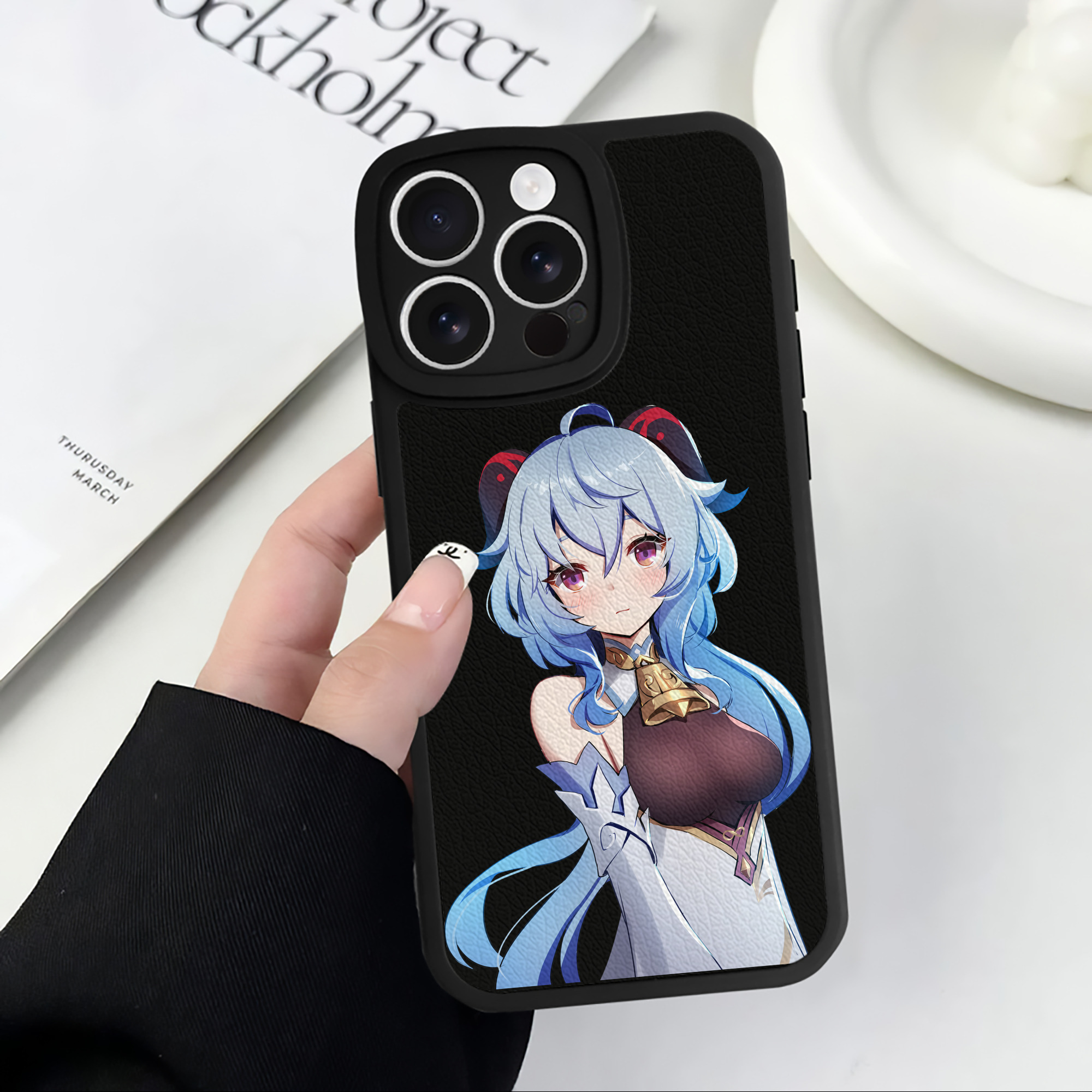 げんし神 甘雨 かんう genshin Ganyu 【iPhone 16シリーズ対応】シリコンスマホケース（レザー調） 材質：シリコン