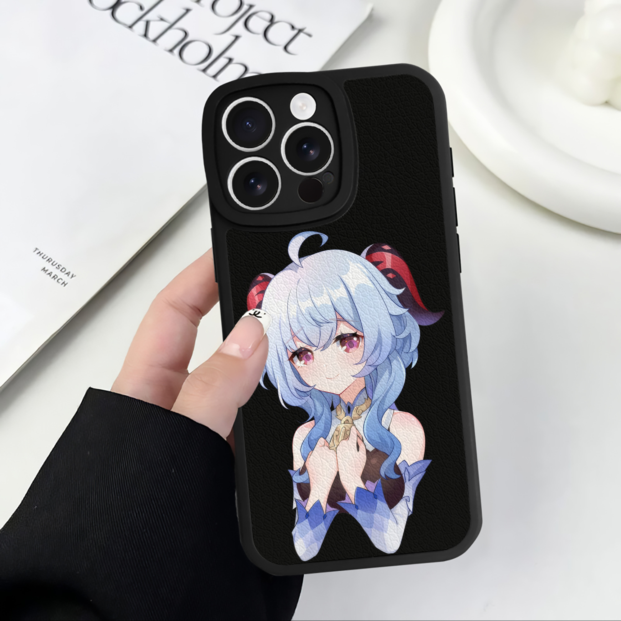 げんし神 甘雨 かんう genshin Ganyu 【iPhone 16シリーズ対応】シリコンスマホケース（レザー調） 材質：シリコン