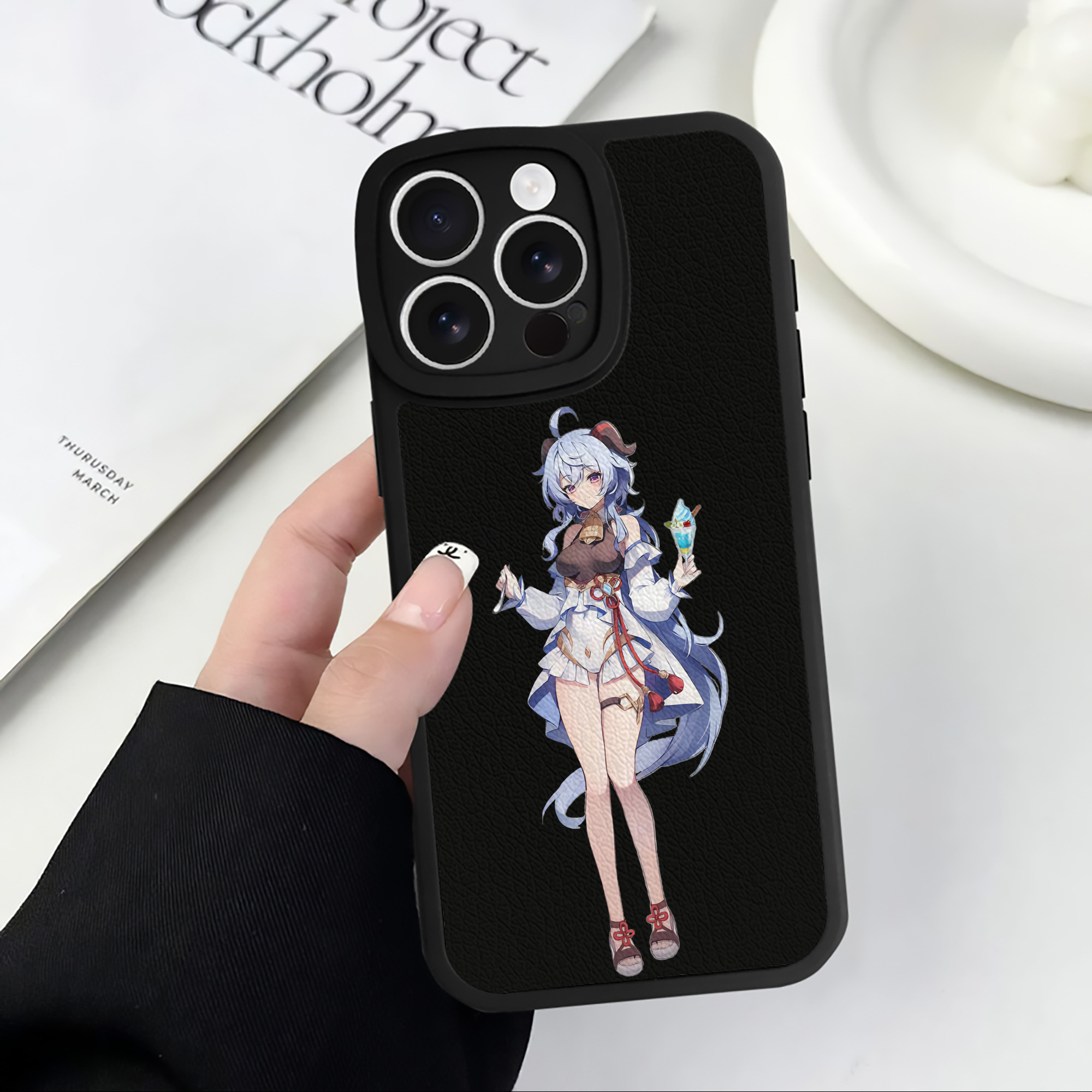 げんし神 甘雨 かんう genshin Ganyu 【iPhone 16シリーズ対応】シリコンスマホケース（レザー調） 材質：シリコン