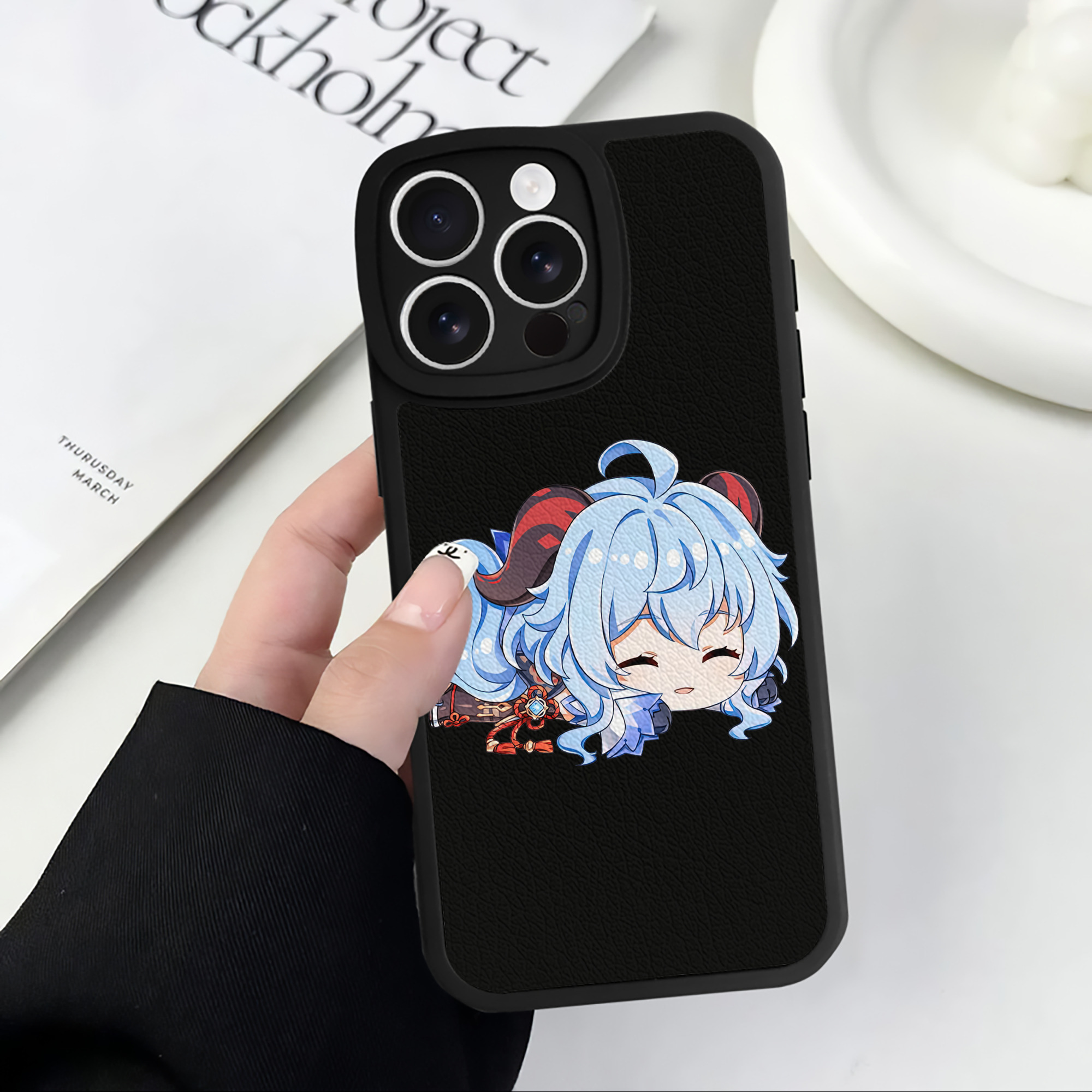 げんし神 甘雨 かんう genshin Ganyu 【iPhone 16シリーズ対応】シリコンスマホケース（レザー調） 材質：シリコン