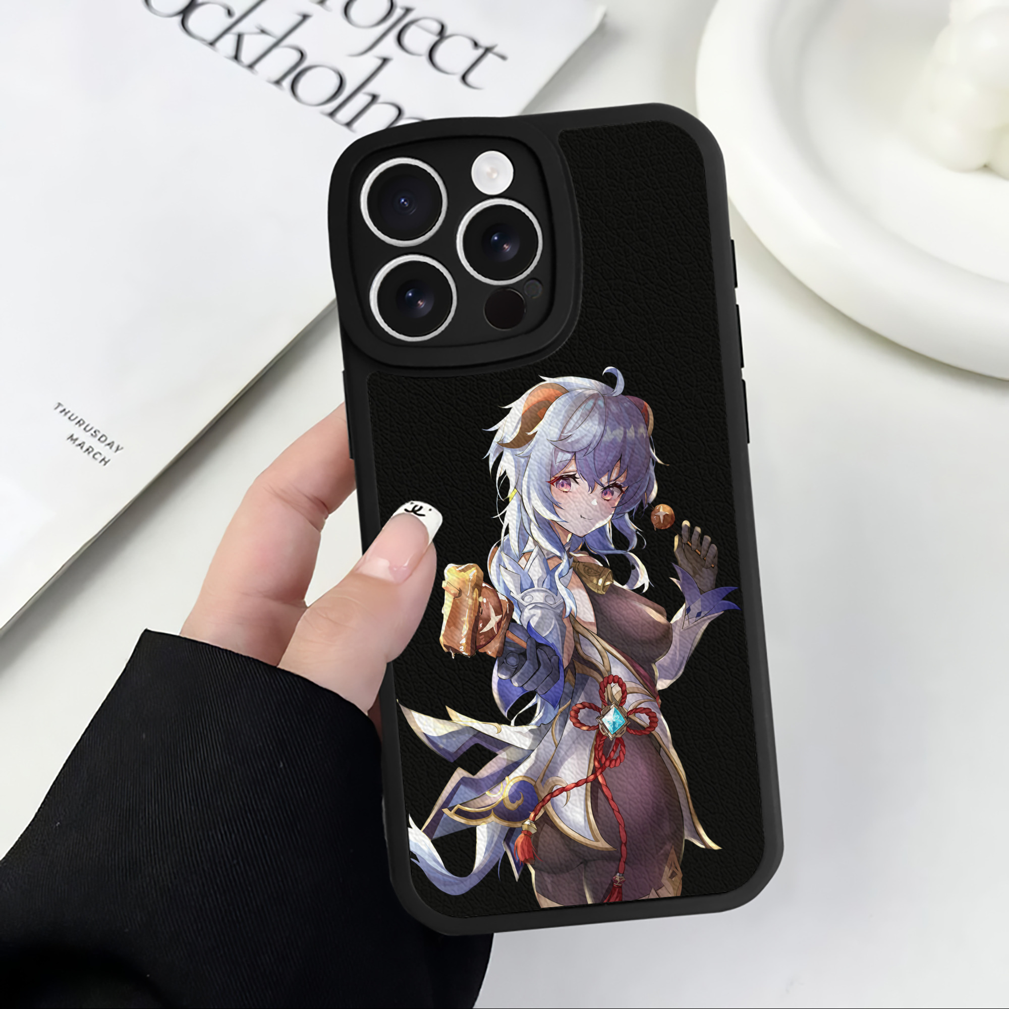 げんし神 甘雨 かんう genshin Ganyu 【iPhone 16シリーズ対応】シリコンスマホケース（レザー調） 材質：シリコン