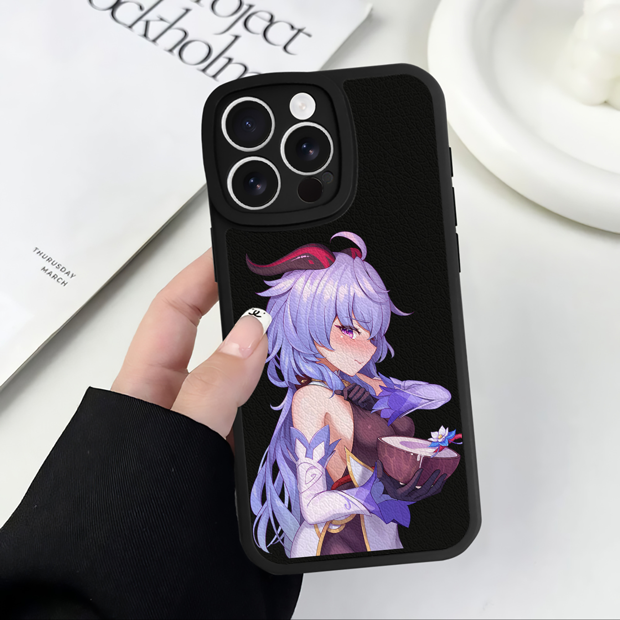 げんし神 甘雨 かんう genshin Ganyu 【iPhone 16シリーズ対応】シリコンスマホケース（レザー調） 材質：シリコン