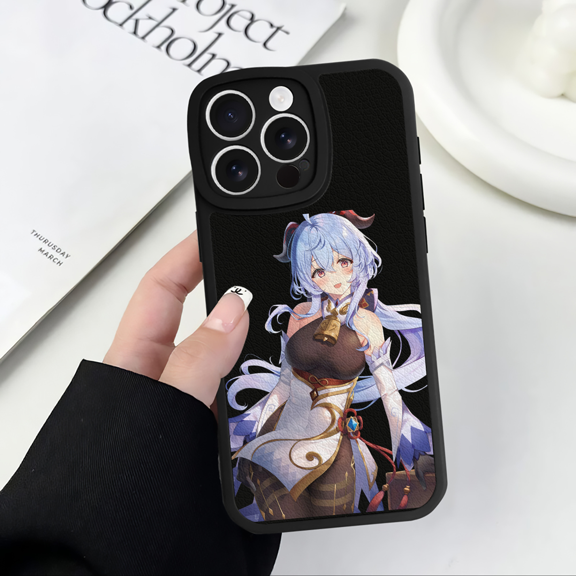 げんし神 甘雨 かんう genshin Ganyu 【iPhone 16シリーズ対応】シリコンスマホケース（レザー調） 材質：シリコン