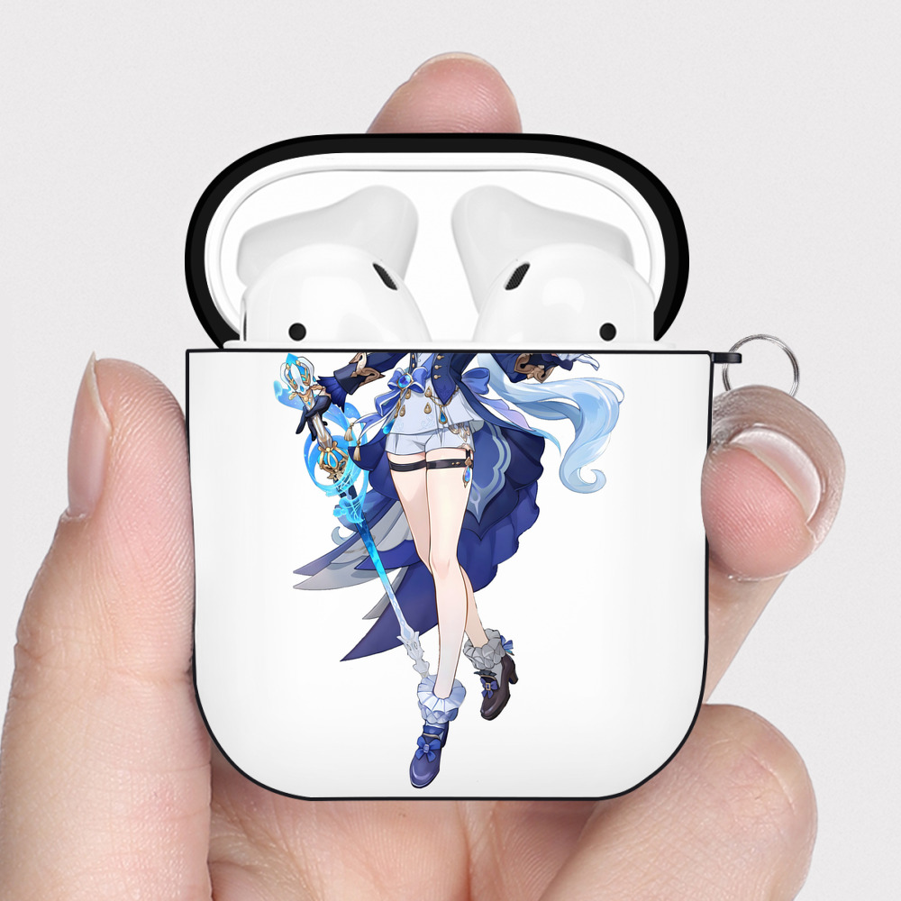 げんし神 フリーナ genshin Furina AirPods 第2世代保護ケース ハードシェル ブラック 耐衝撃・防指紋・カラビナ付き