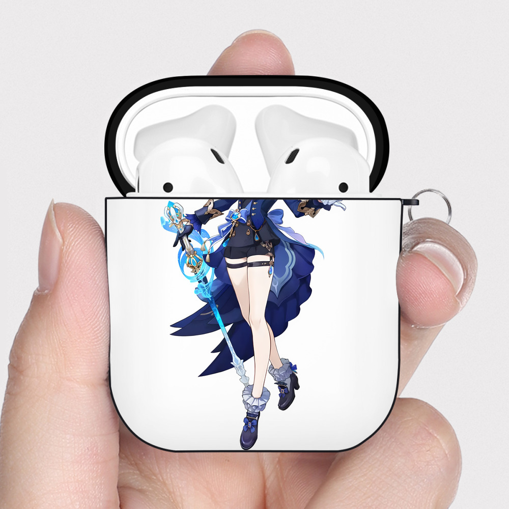 げんし神 フリーナ genshin Furina AirPods 第2世代保護ケース ハードシェル ブラック 耐衝撃・防指紋・カラビナ付き