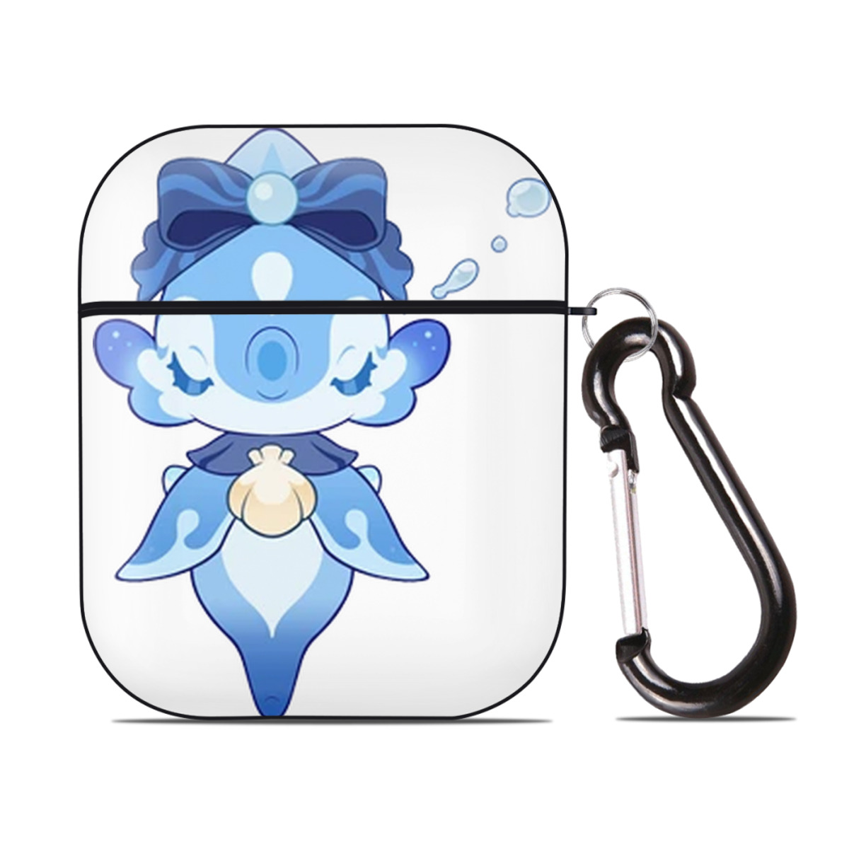 げんし神 フリーナ genshin Furina AirPods 第2世代保護ケース ハードシェル ブラック 耐衝撃・防指紋・カラビナ付き