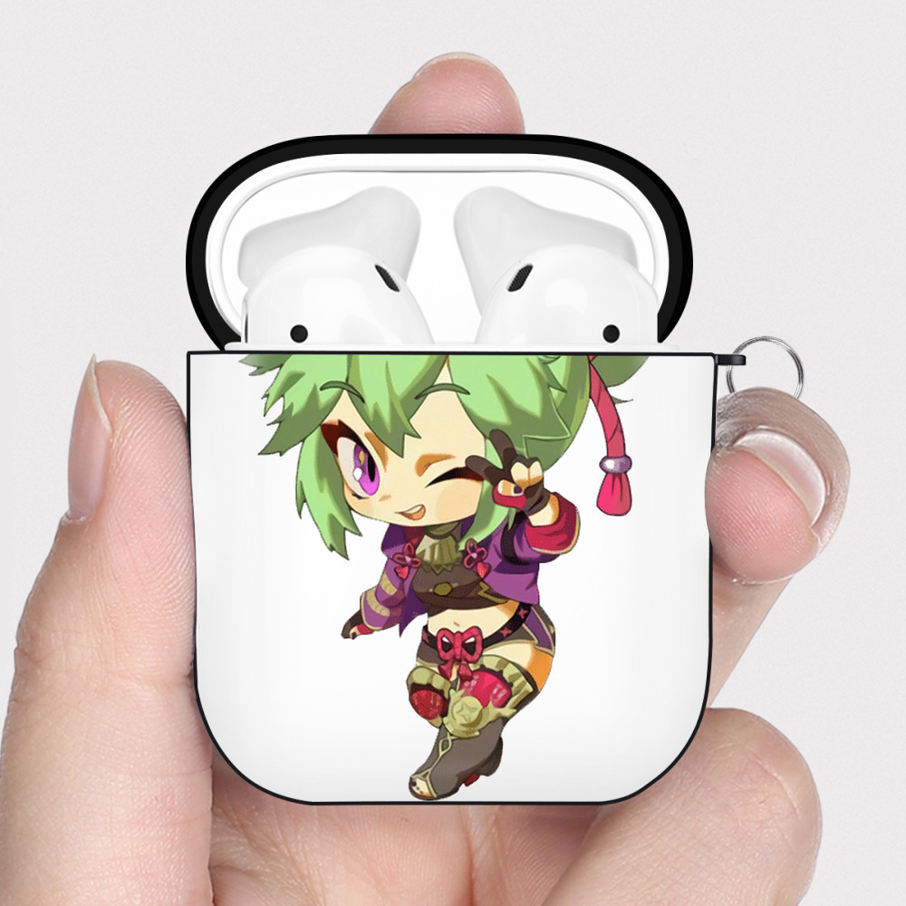 げんし神  久岐忍 くき しのぶ genshin Kuki Shinobu AirPods 第2世代保護ケース ハードシェル ブラック 耐衝撃・防指紋・カラビナ付き