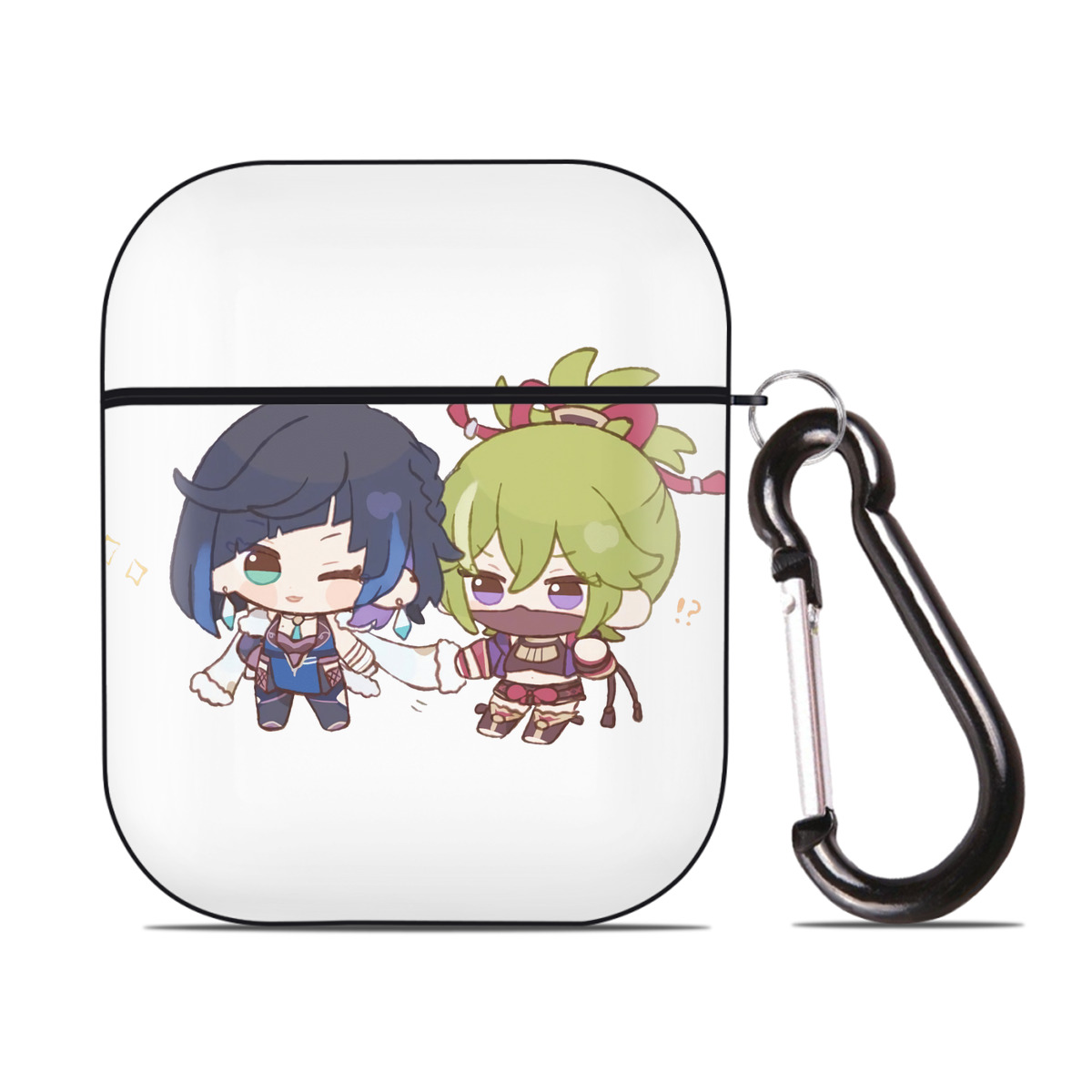 げんし神  久岐忍 くき しのぶ genshin Kuki Shinobu AirPods 第2世代保護ケース ハードシェル ブラック 耐衝撃・防指紋・カラビナ付き