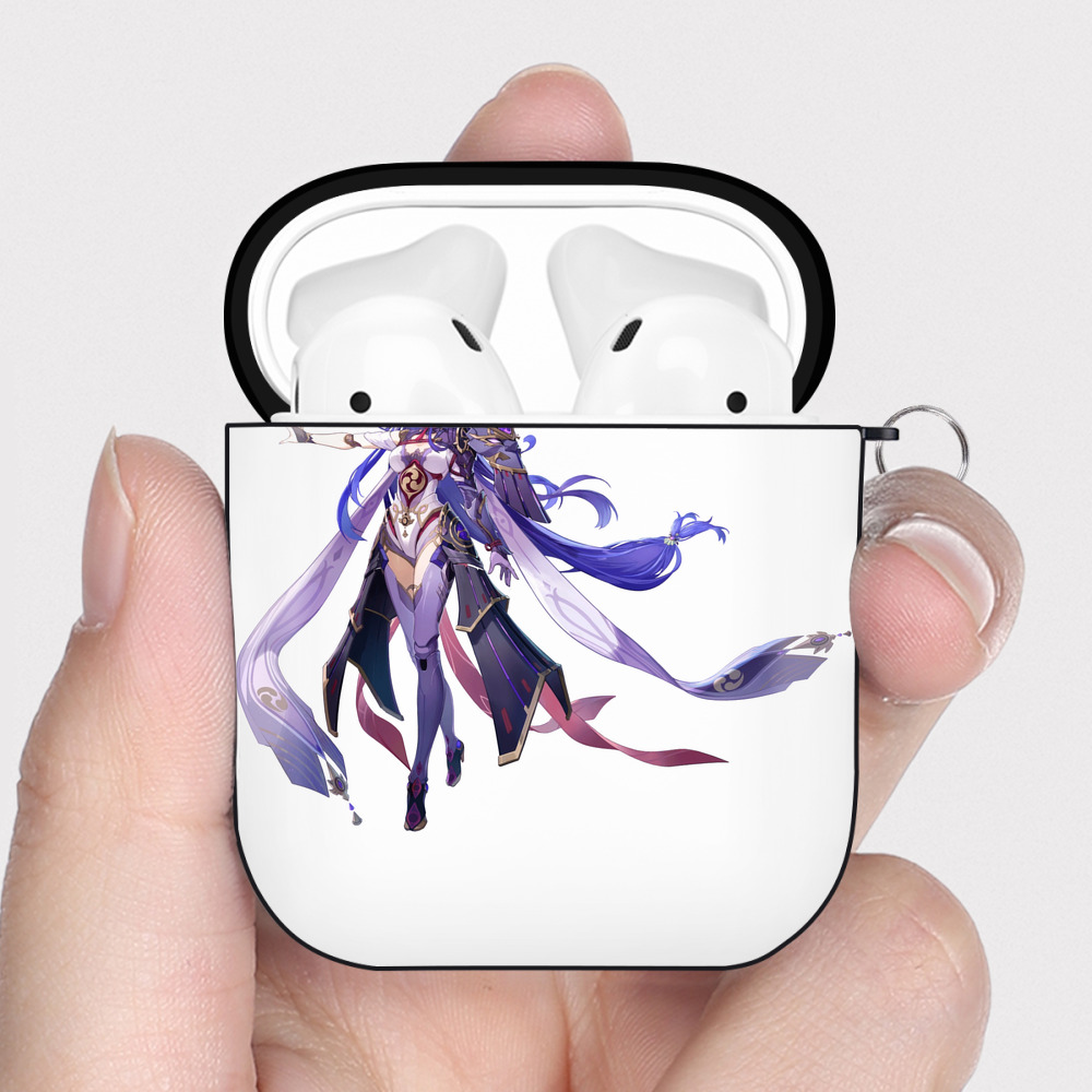げんし神 雷電将軍 らいでんしょうぐん genshin Raiden Shogun AirPods 第2世代保護ケース ハードシェル ブラック 耐衝撃・防指紋・カラビナ付き