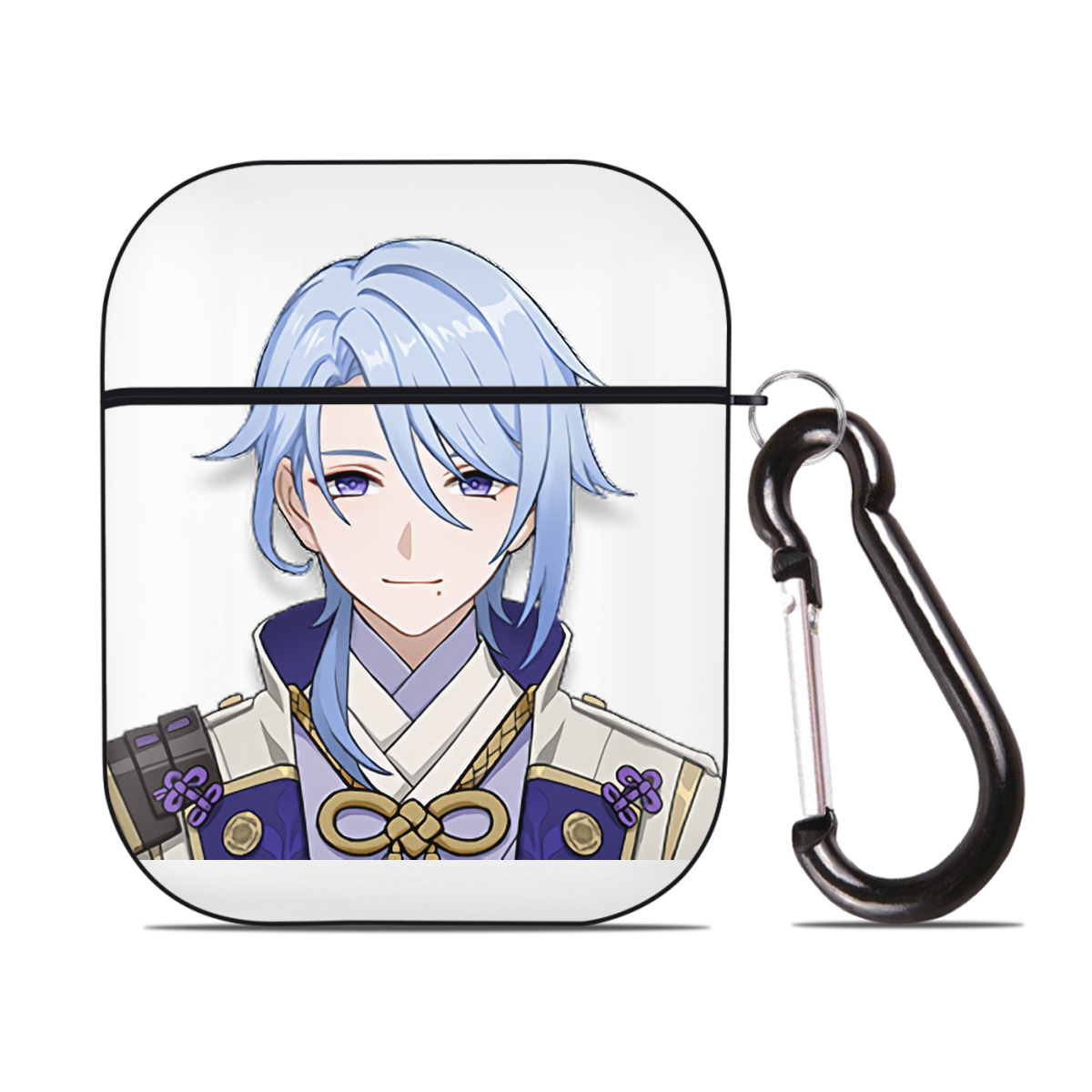 げんし神 神里綾人 かみさとあやと genshin Kamisato Ayato AirPods 第2世代保護ケース ハードシェル ブラック 耐衝撃・防指紋・カラビナ付き