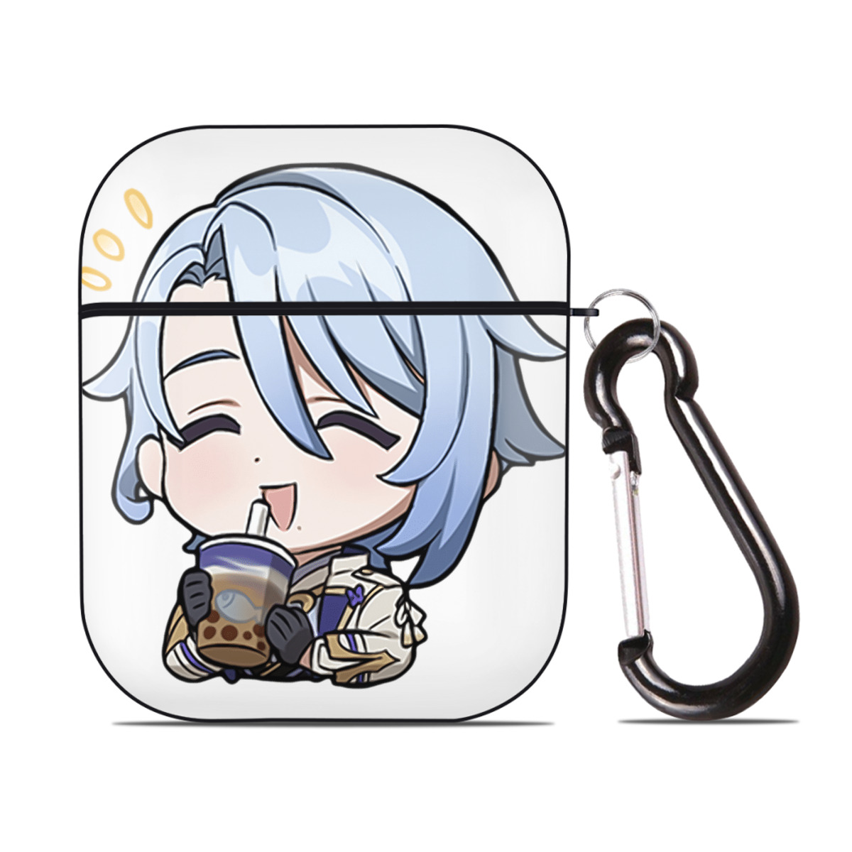 げんし神 神里綾人 かみさとあやと genshin Kamisato Ayato AirPods 第2世代保護ケース ハードシェル ブラック 耐衝撃・防指紋・カラビナ付き