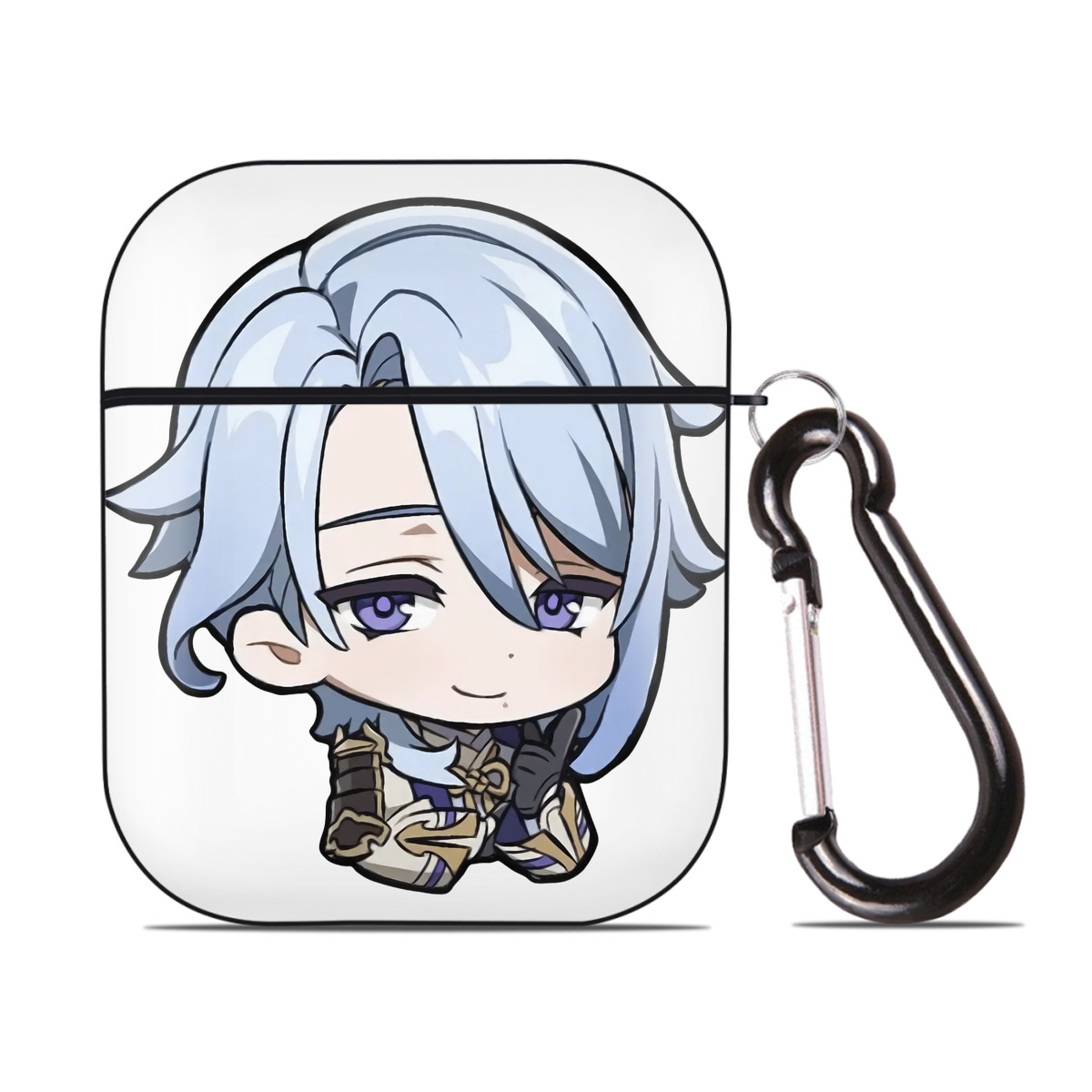 げんし神 神里綾人 かみさとあやと genshin Kamisato Ayato AirPods 第2世代保護ケース ハードシェル ブラック 耐衝撃・防指紋・カラビナ付き