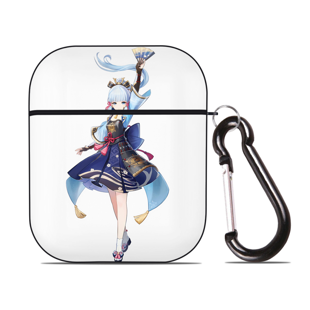 げんし神 神里綾華 神宮寺レン genshin Kamimiya Ren AirPods 第2世代保護ケース ハードシェル ブラック 耐衝撃・防指紋・カラビナ付き