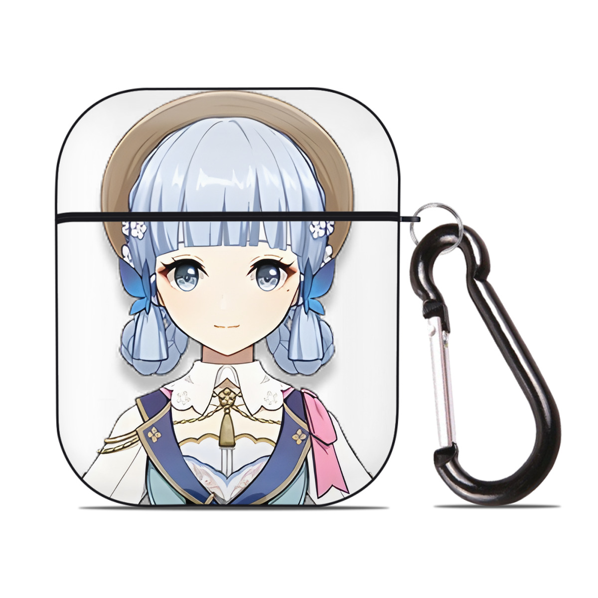 げんし神 神里綾華 神宮寺レン genshin Kamimiya Ren AirPods 第2世代保護ケース ハードシェル ブラック 耐衝撃・防指紋・カラビナ付き