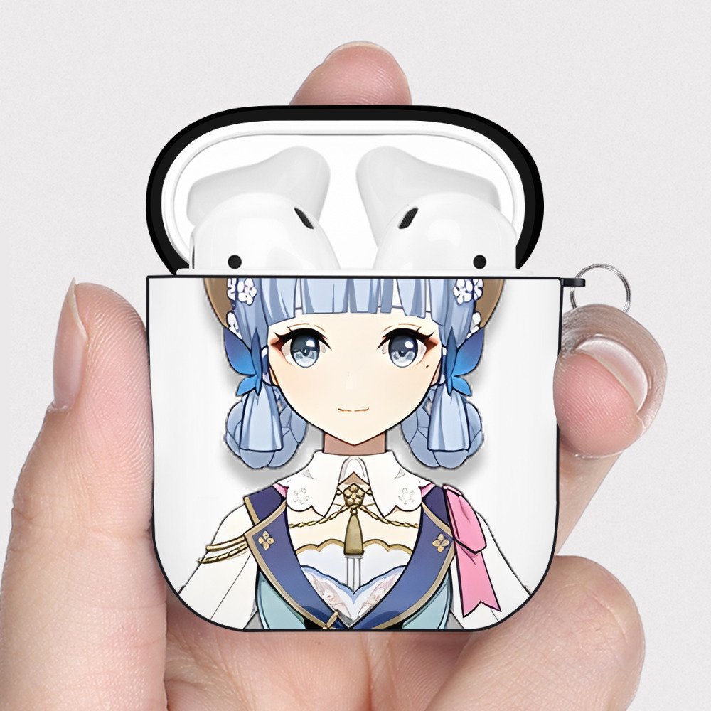 げんし神 神里綾華 神宮寺レン genshin Kamimiya Ren AirPods 第2世代保護ケース ハードシェル ブラック 耐衝撃・防指紋・カラビナ付き