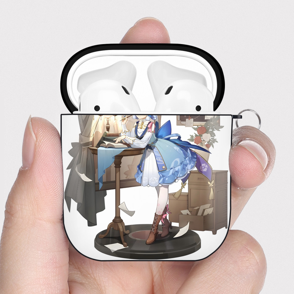 げんし神 神里綾華 神宮寺レン genshin Kamimiya Ren AirPods 第2世代保護ケース ハードシェル ブラック 耐衝撃・防指紋・カラビナ付き