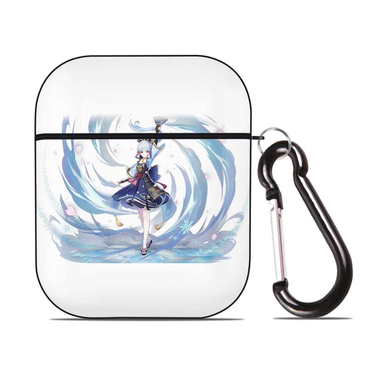 げんし神 神里綾華 神宮寺レン genshin Kamimiya Ren AirPods 第2世代保護ケース ハードシェル ブラック 耐衝撃・防指紋・カラビナ付き