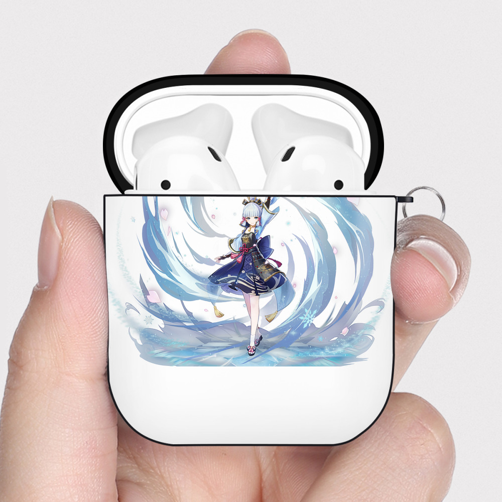 げんし神 神里綾華 神宮寺レン genshin Kamimiya Ren AirPods 第2世代保護ケース ハードシェル ブラック 耐衝撃・防指紋・カラビナ付き