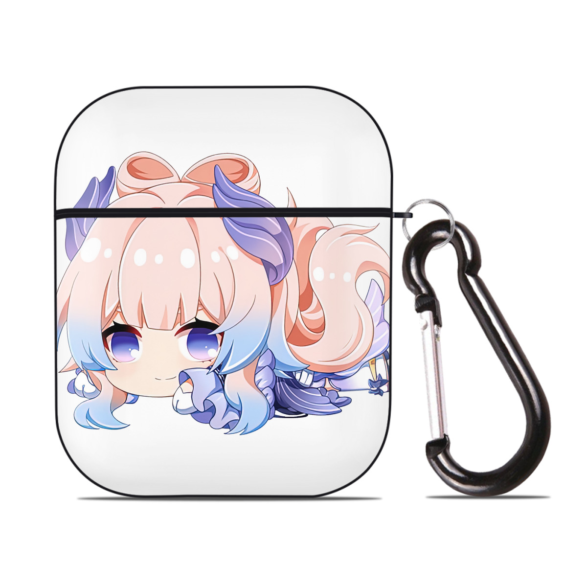 げんし神 珊瑚宮心海 サンゴノミヤ・ココミ genshin Sangonomiya Kokomi AirPods 第2世代保護ケース ハードシェル ブラック 耐衝撃・防指紋・カラビナ付き